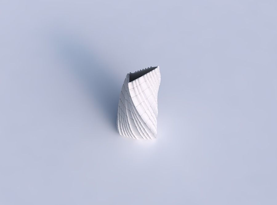 Vase twist tipped triangle with strange tiles 3D print model_1