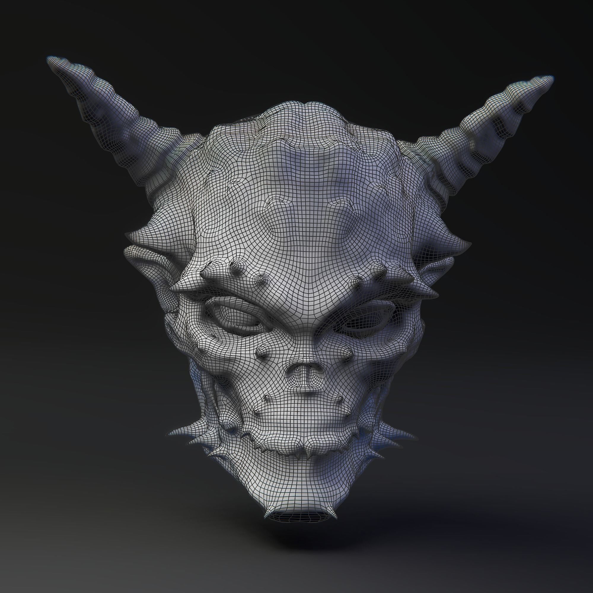 Demon skull Low-poly 3D model_5