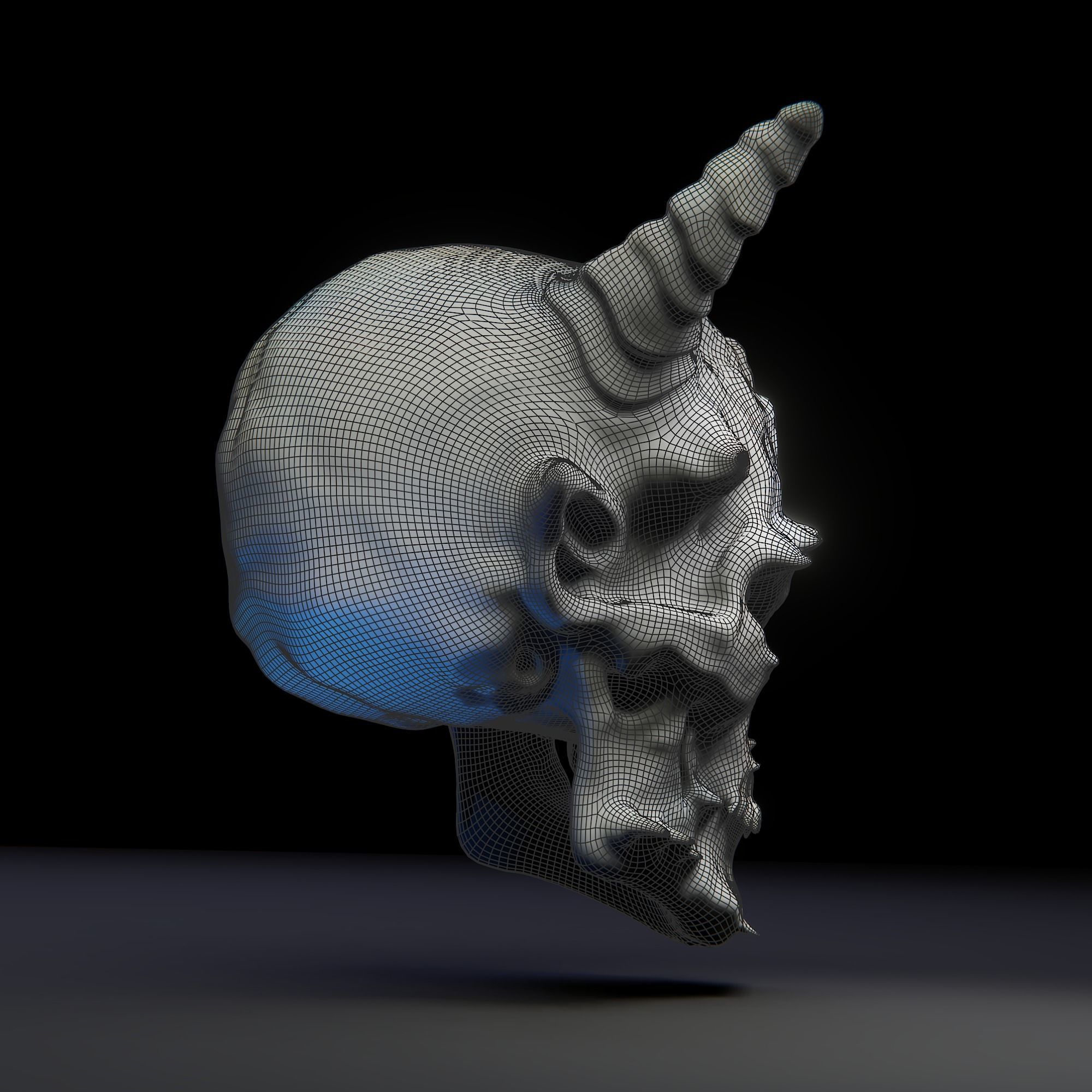Demon skull Low-poly 3D model_8