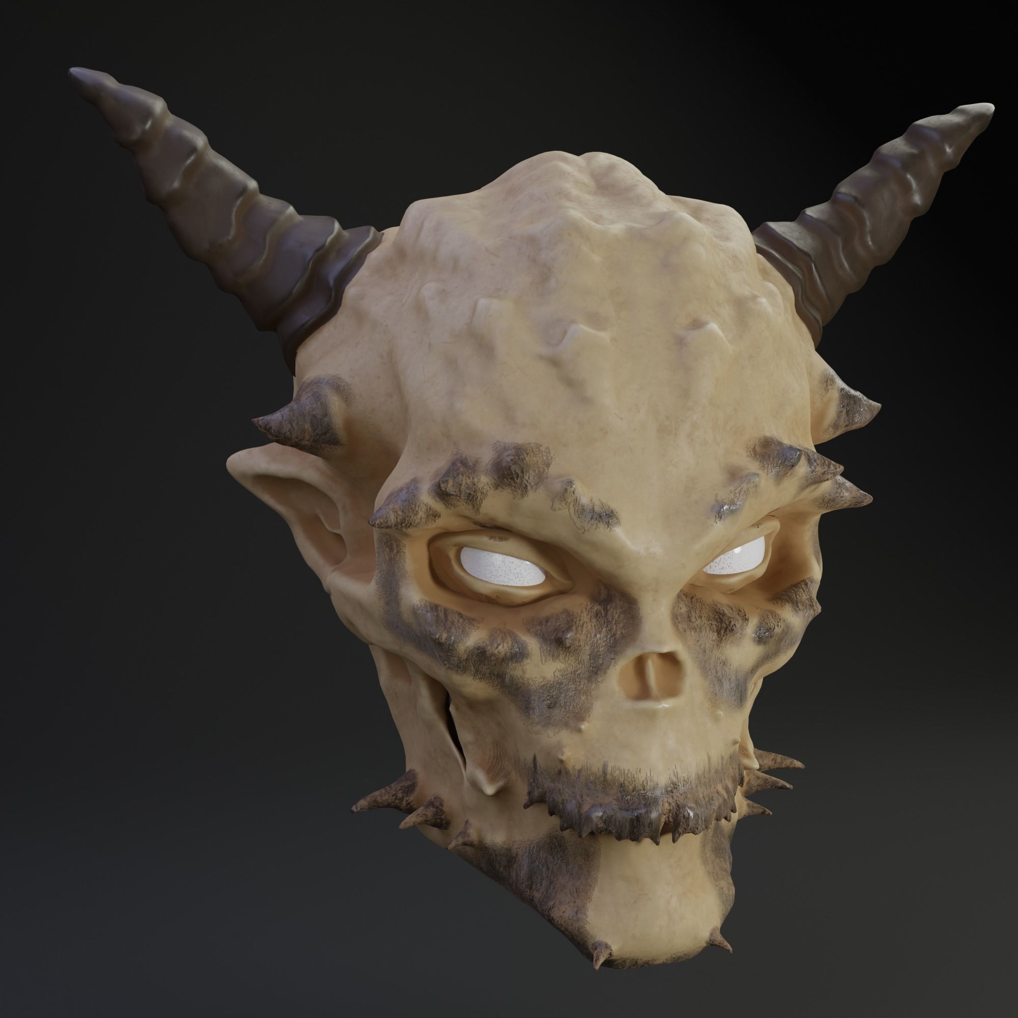 Demon skull Low-poly 3D model_2