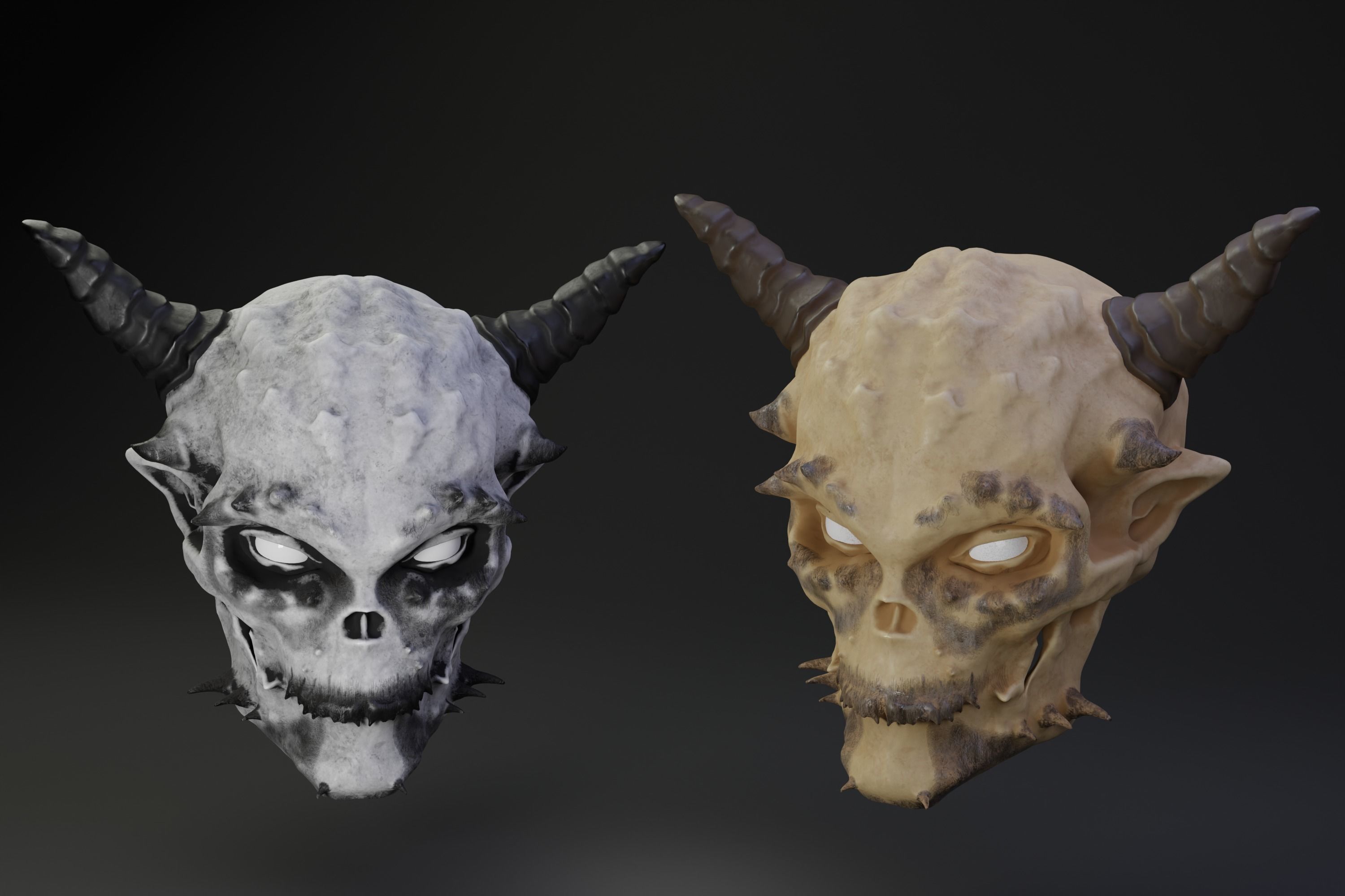 Demon skull Low-poly 3D model_1