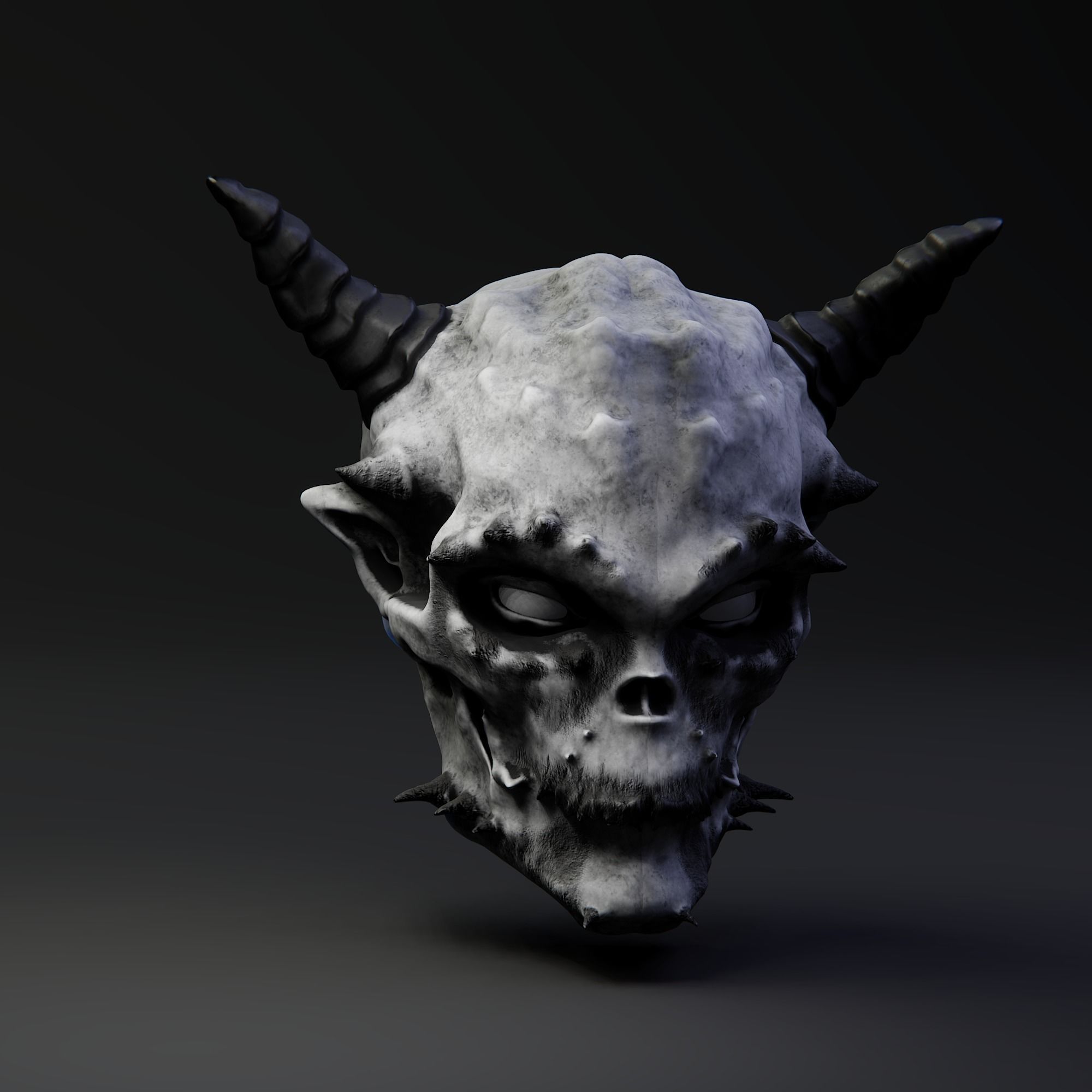 Demon skull Low-poly 3D model_3