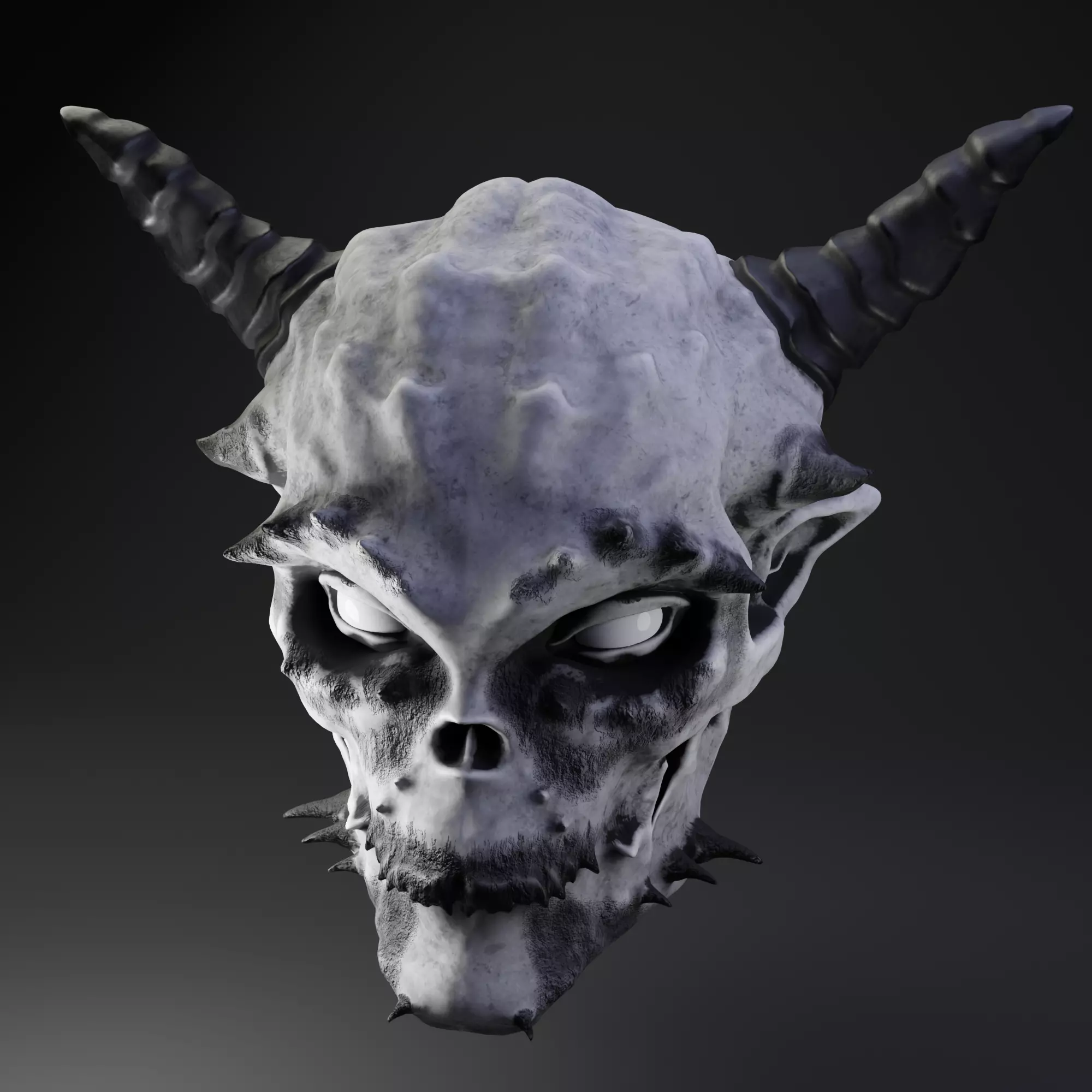 Demon skull Low-poly 3D model_0