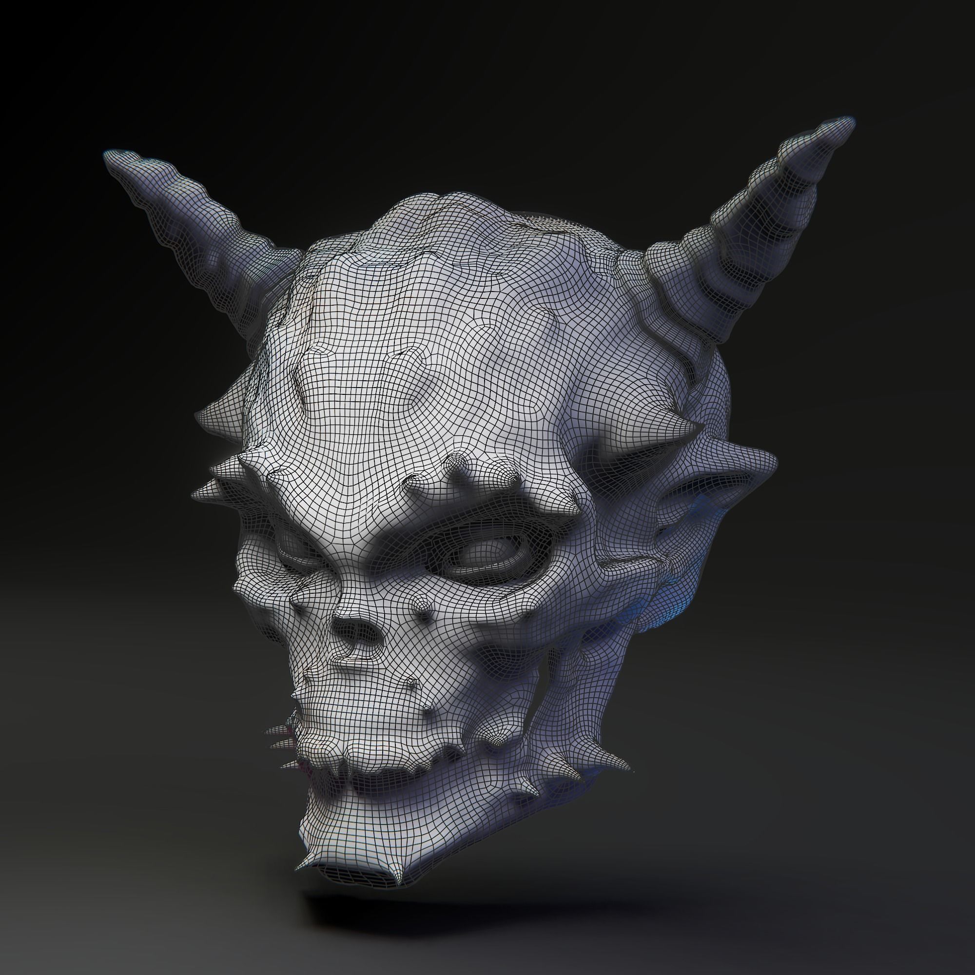 Demon skull Low-poly 3D model_6