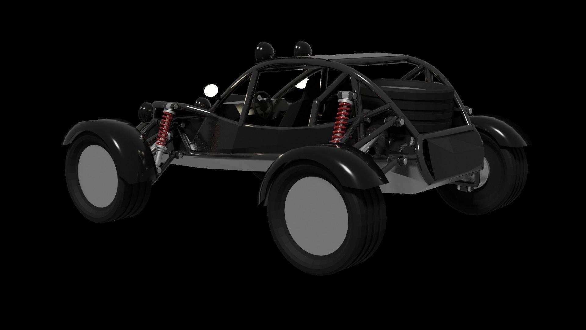 Buggy car Low-poly 3D model_2