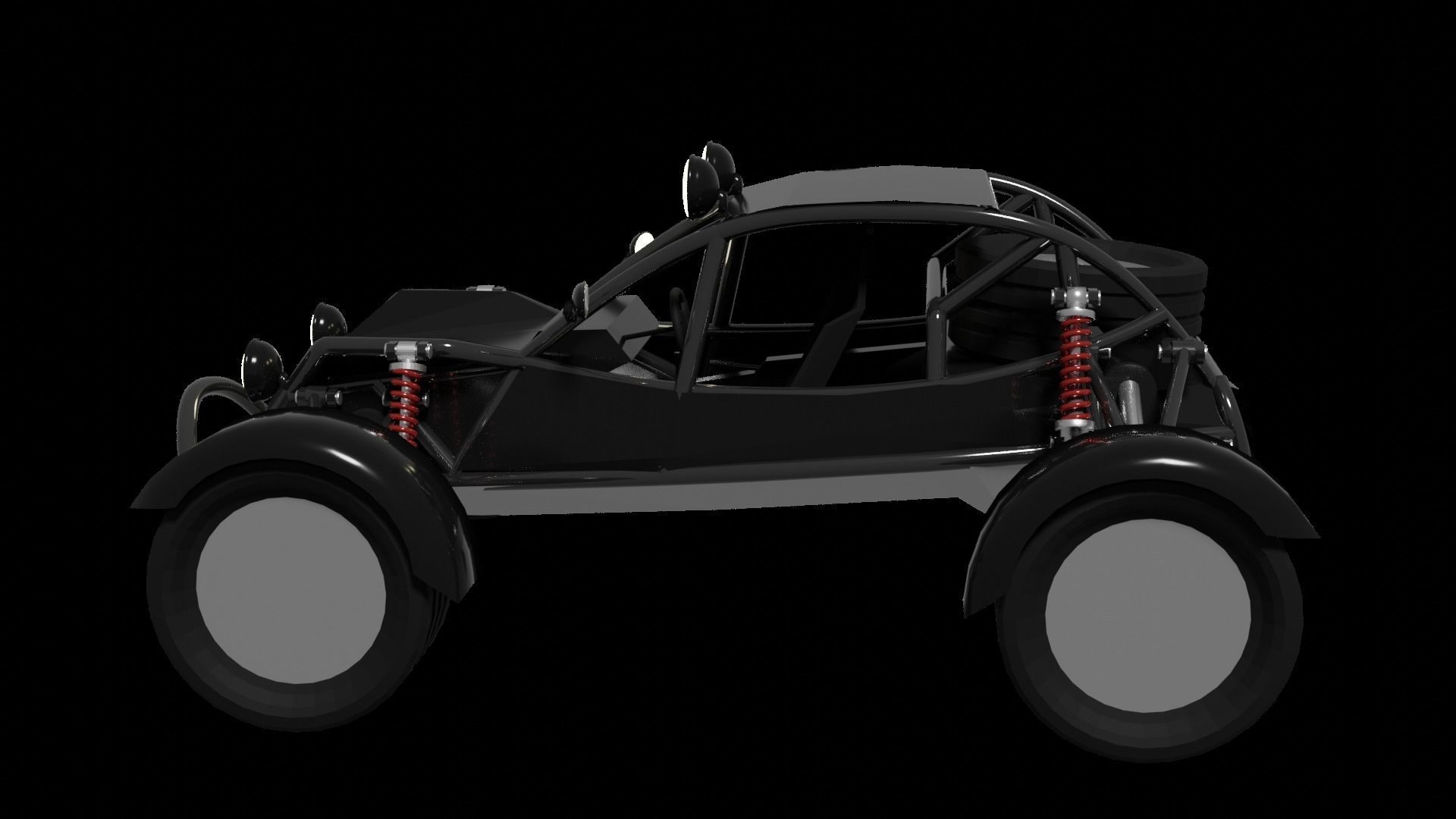 Buggy car Low-poly 3D model_4