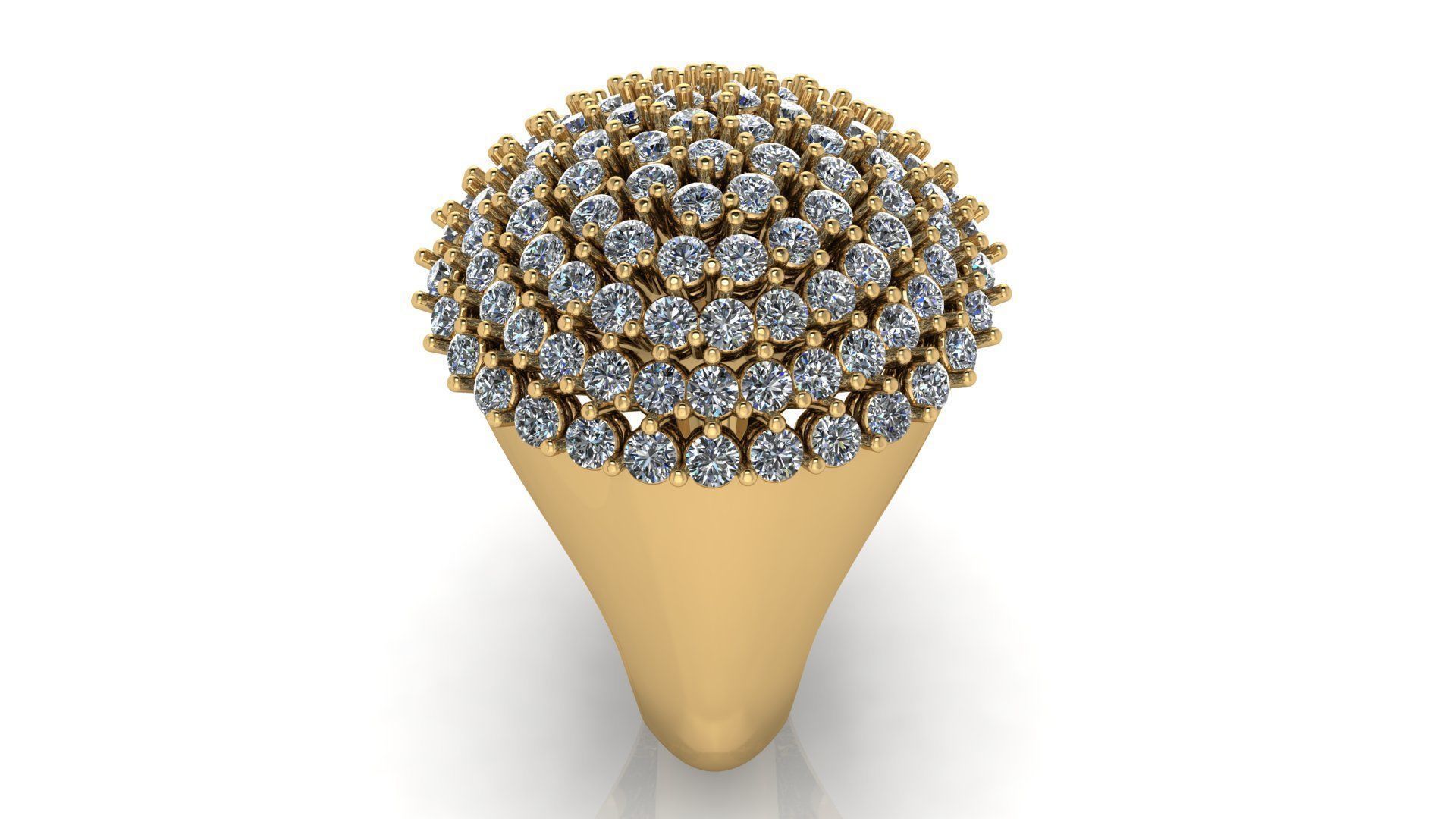 rings 5 ring with diamonds gold 3D print model_4