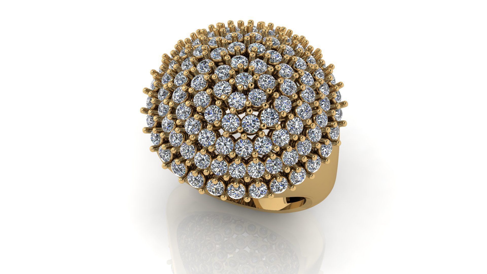 rings 5 ring with diamonds gold 3D print model_1