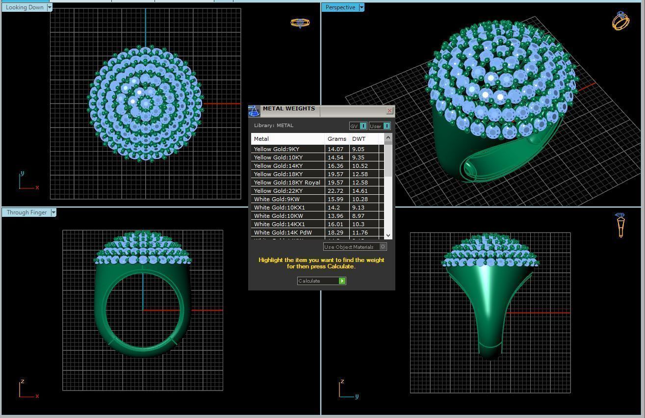 rings 5 ring with diamonds gold 3D print model_5