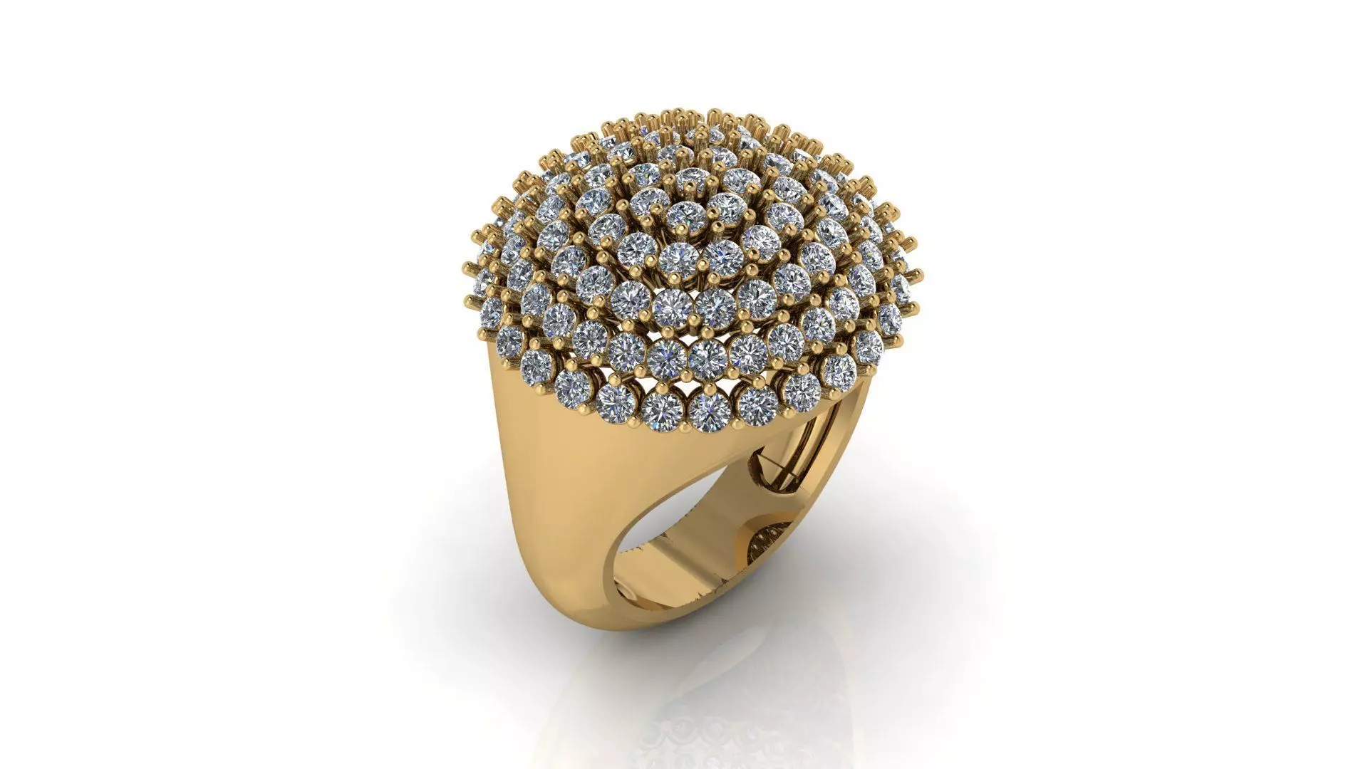 rings 5 ring with diamonds gold 3D print model_0