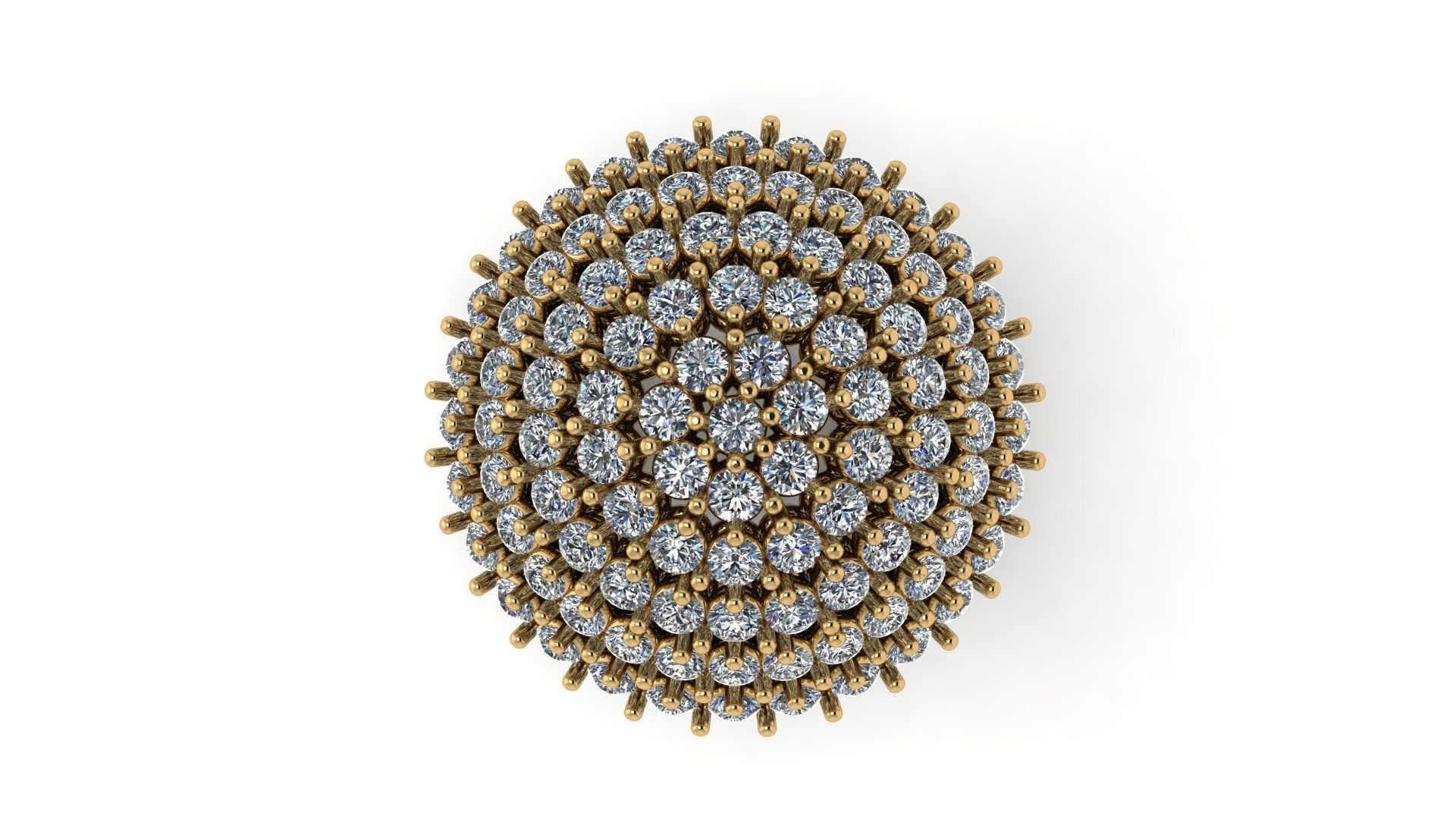 rings 5 ring with diamonds gold 3D print model_2