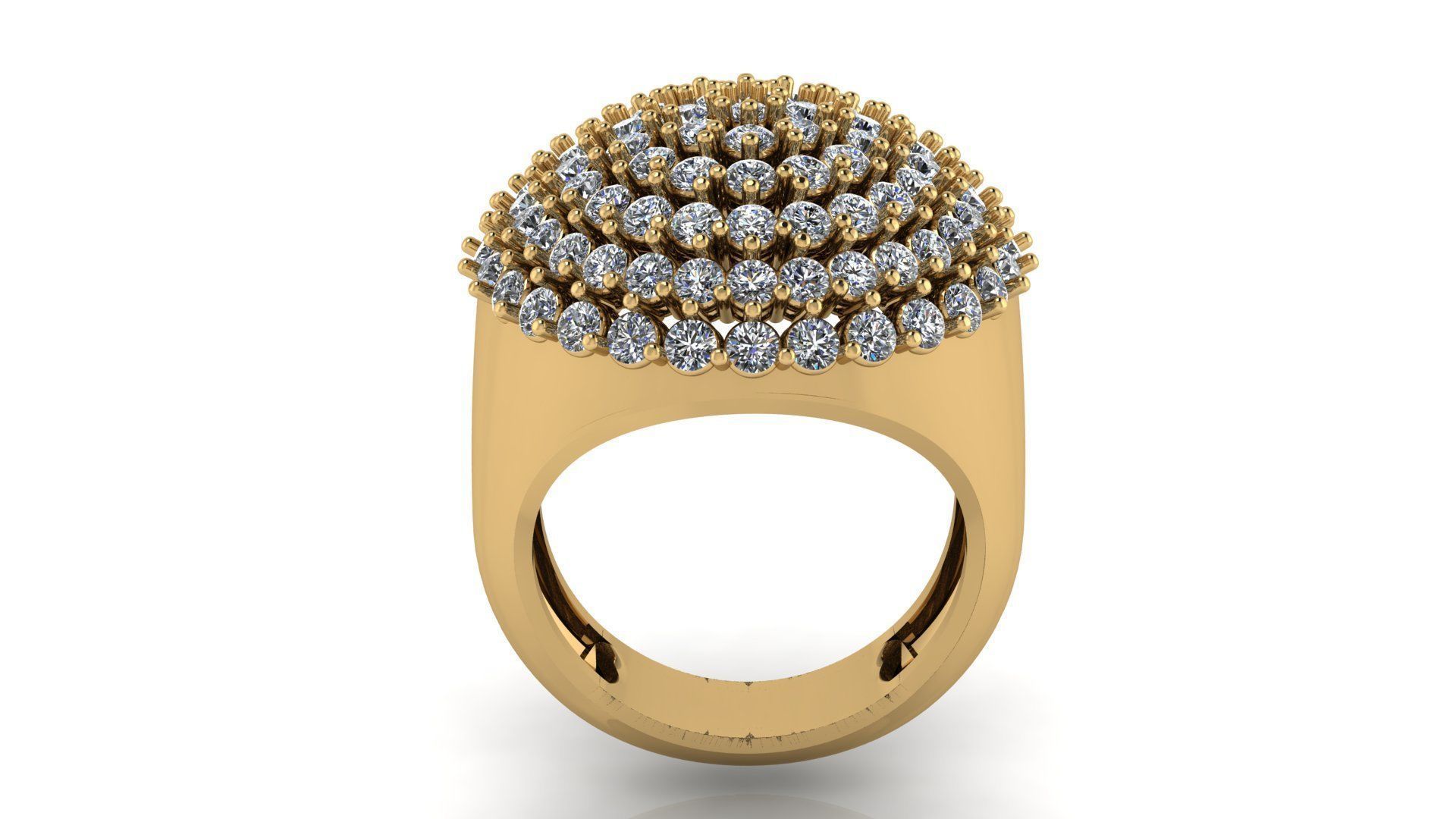 rings 5 ring with diamonds gold 3D print model_3