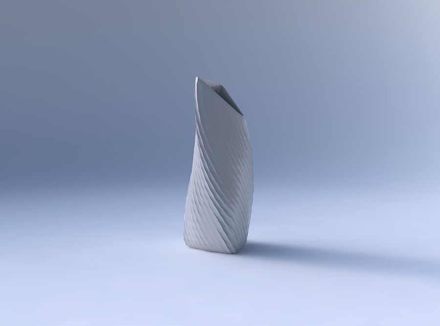 Vase twist tipped triangle with twisted diagonal grid pattern 3D print model_4