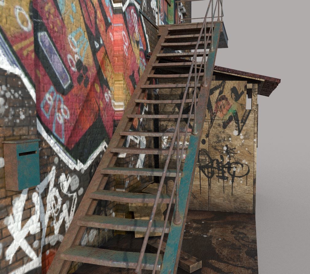 Abandoned House With Graffiti 3D model_15