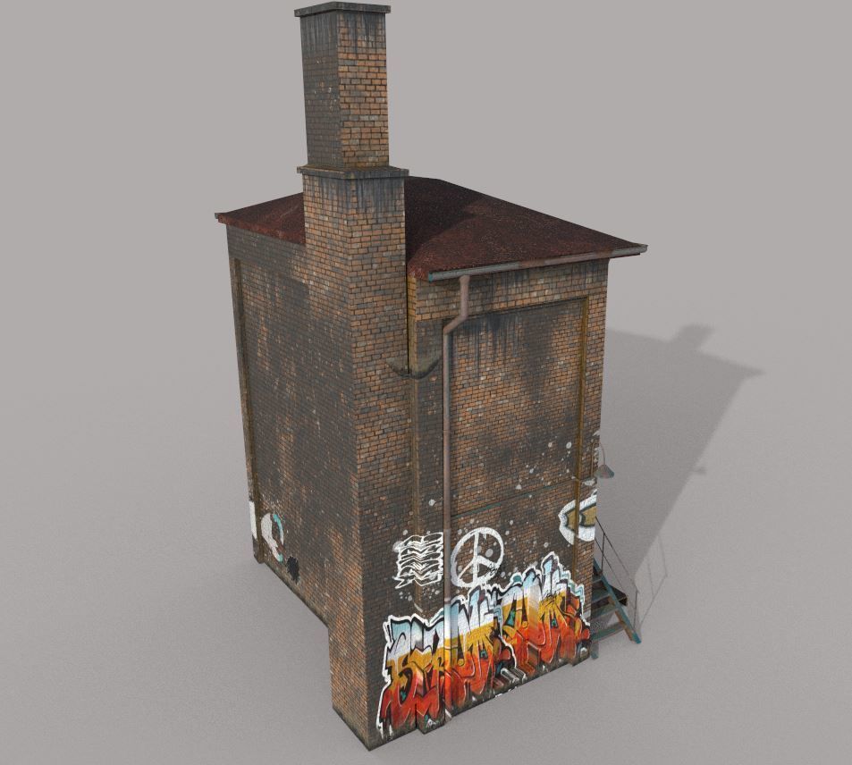 Abandoned House With Graffiti 3D model_14