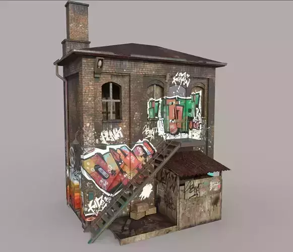 Abandoned House With Graffiti 3D model