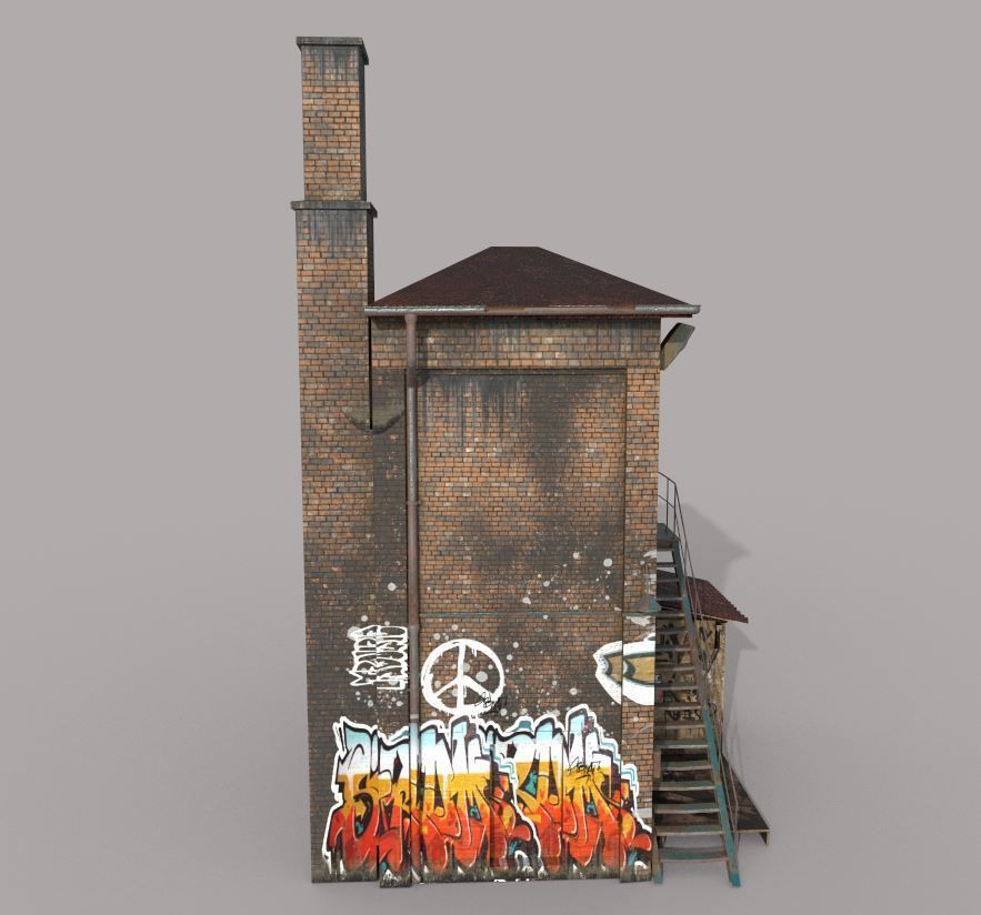 Abandoned House With Graffiti 3D model_10