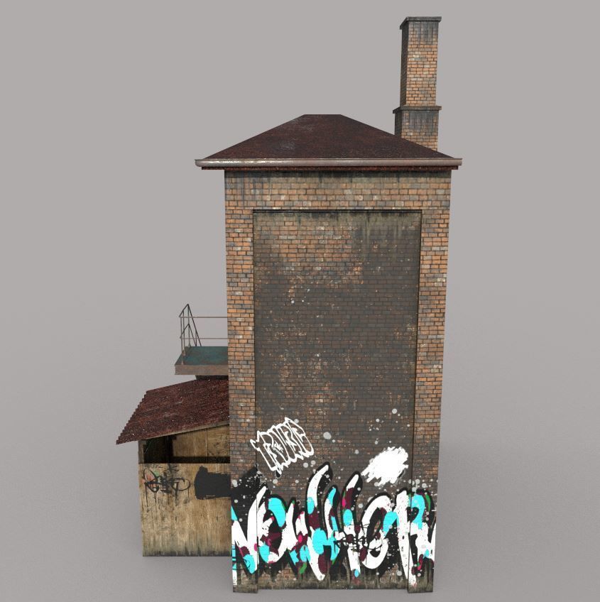 Abandoned House With Graffiti 3D model_12