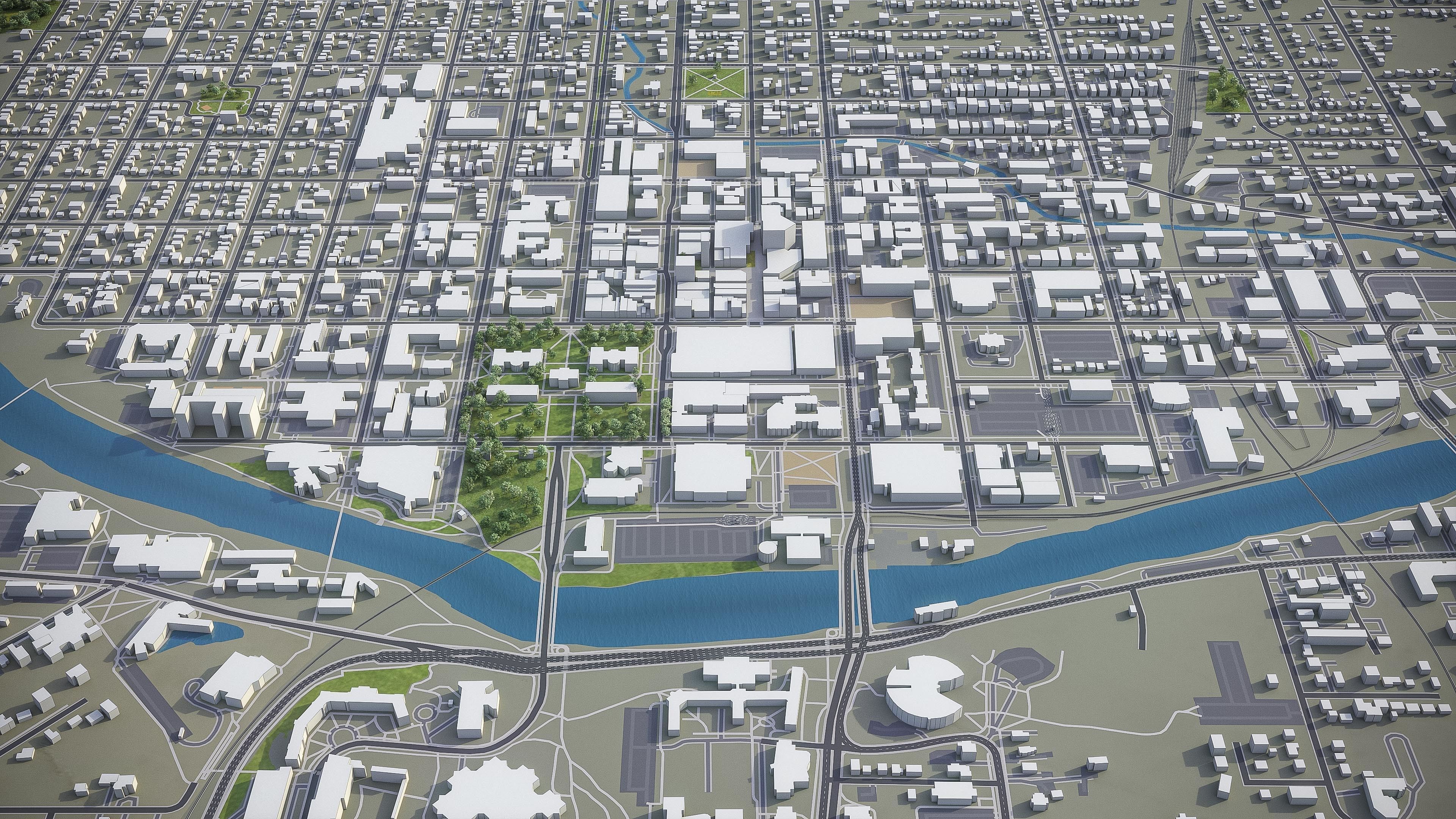 Iowa City - 3D City Model Low-poly 3D model_3