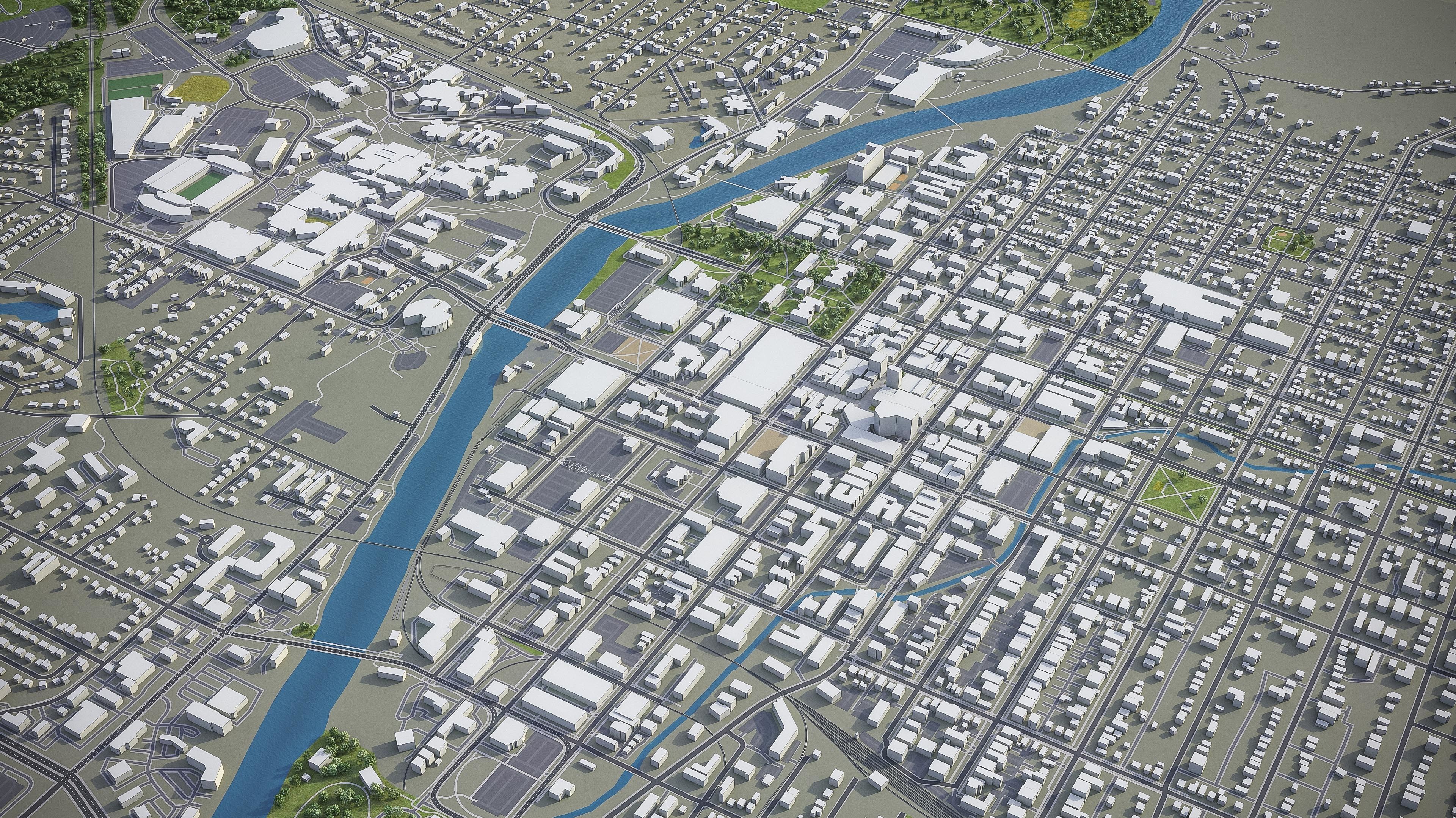 Iowa City - 3D City Model Low-poly 3D model_6
