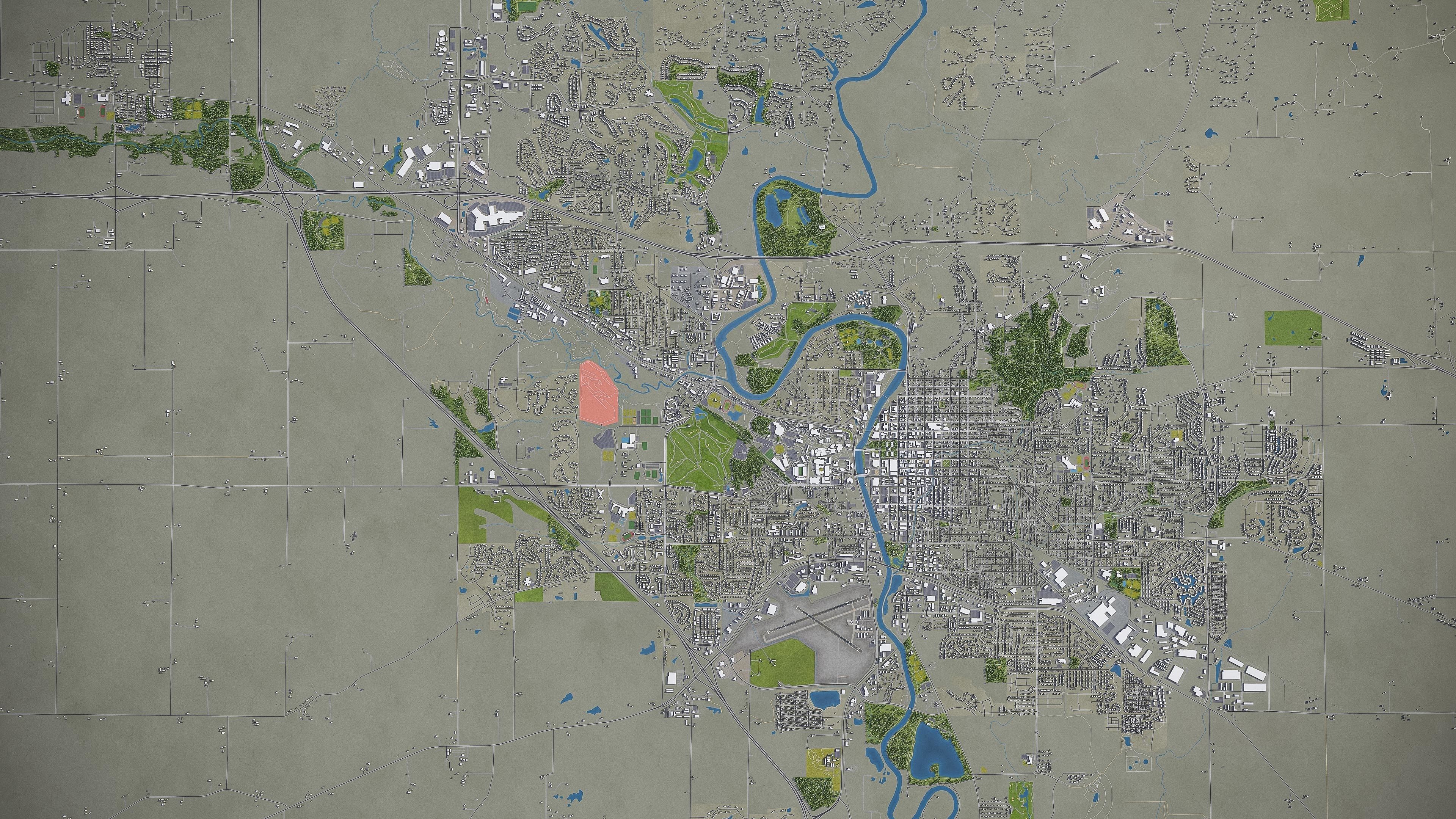 Iowa City - 3D City Model Low-poly 3D model_9