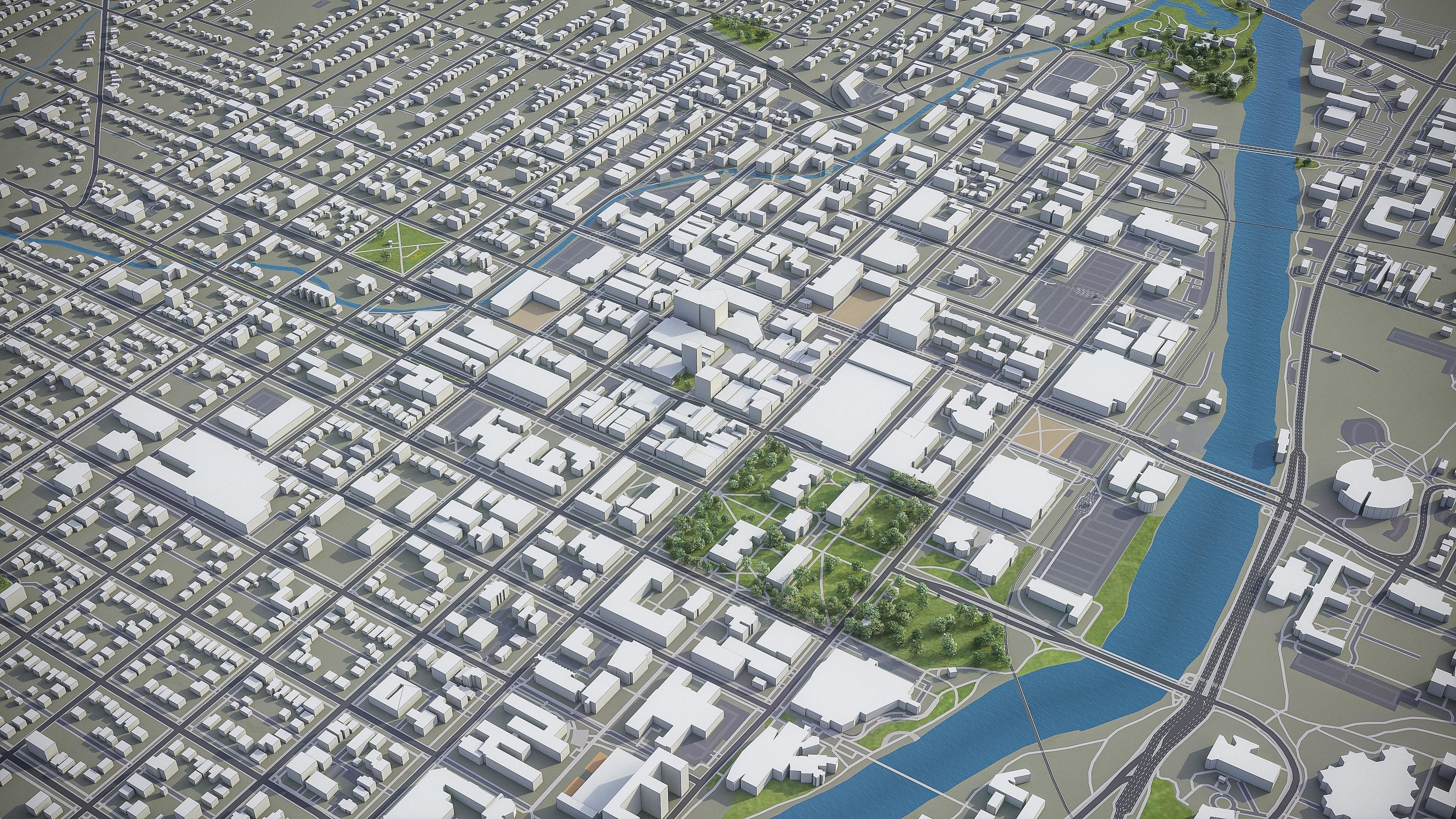 Iowa City - 3D City Model Low-poly 3D model_4