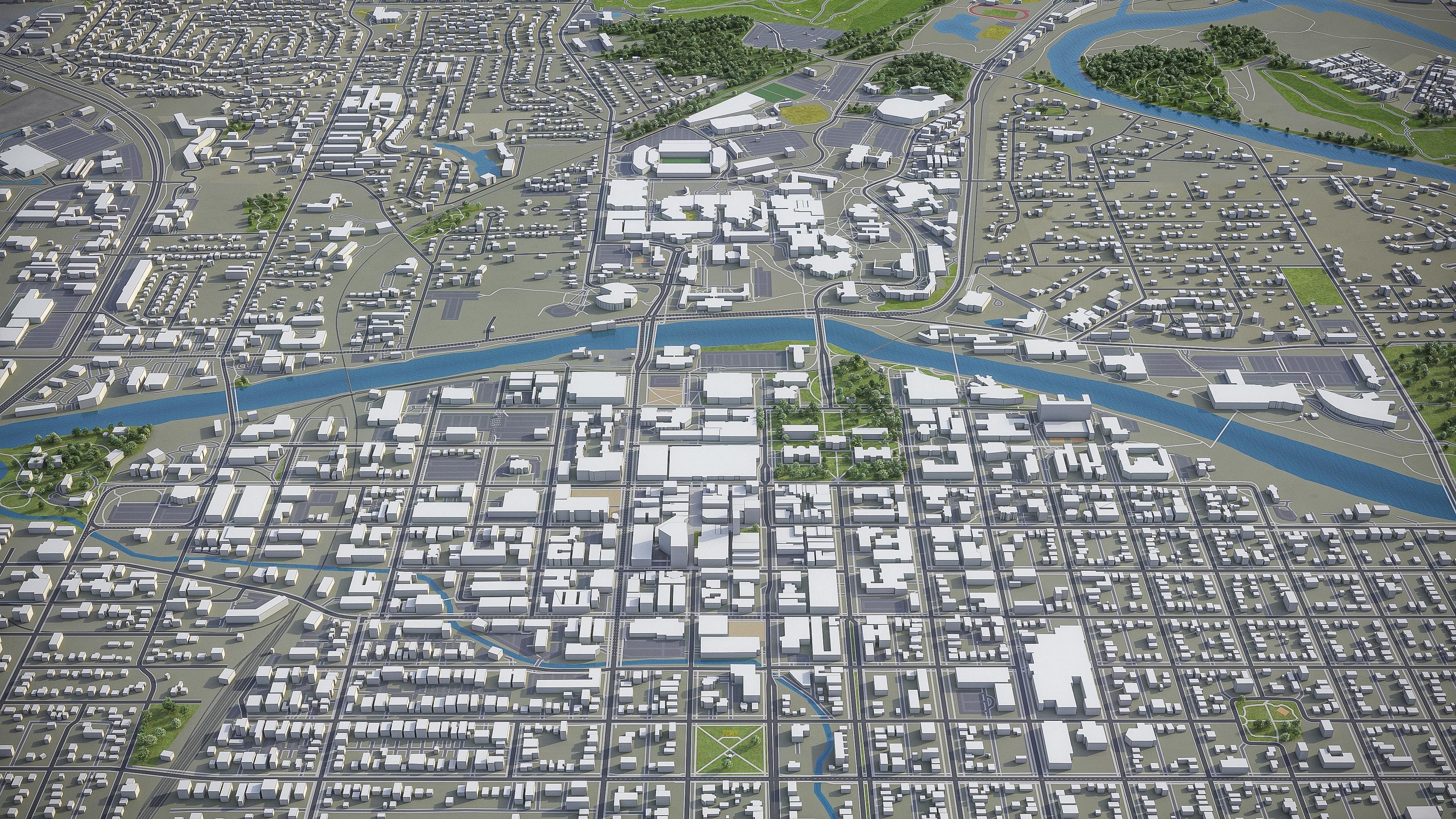 Iowa City - 3D City Model Low-poly 3D model_5