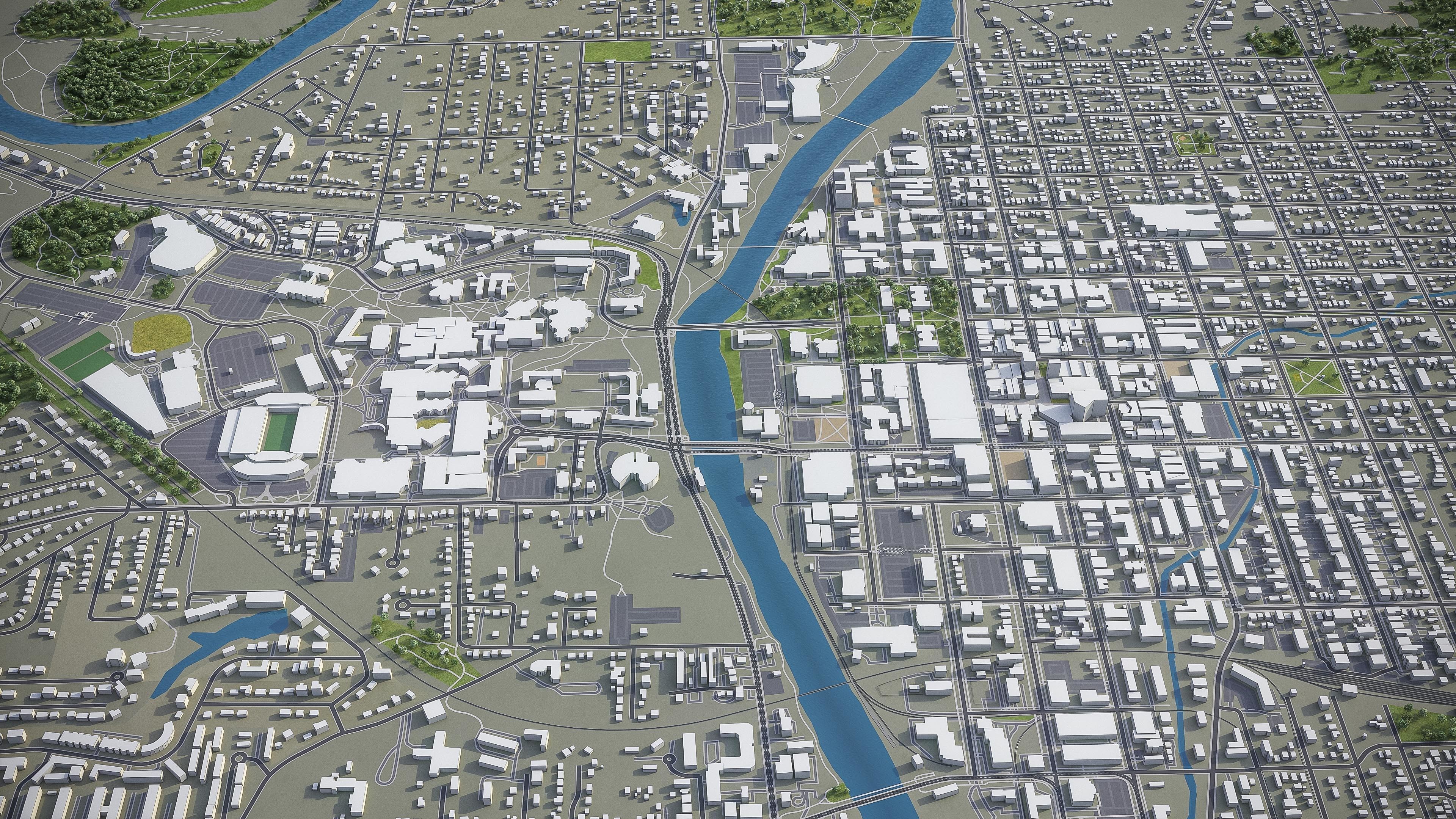 Iowa City - 3D City Model Low-poly 3D model_2