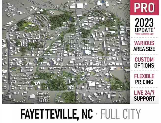 Fayetteville - North Carolina  Low-poly 3D model
