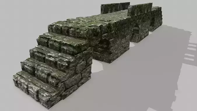 Stair Set stone staircase with moss