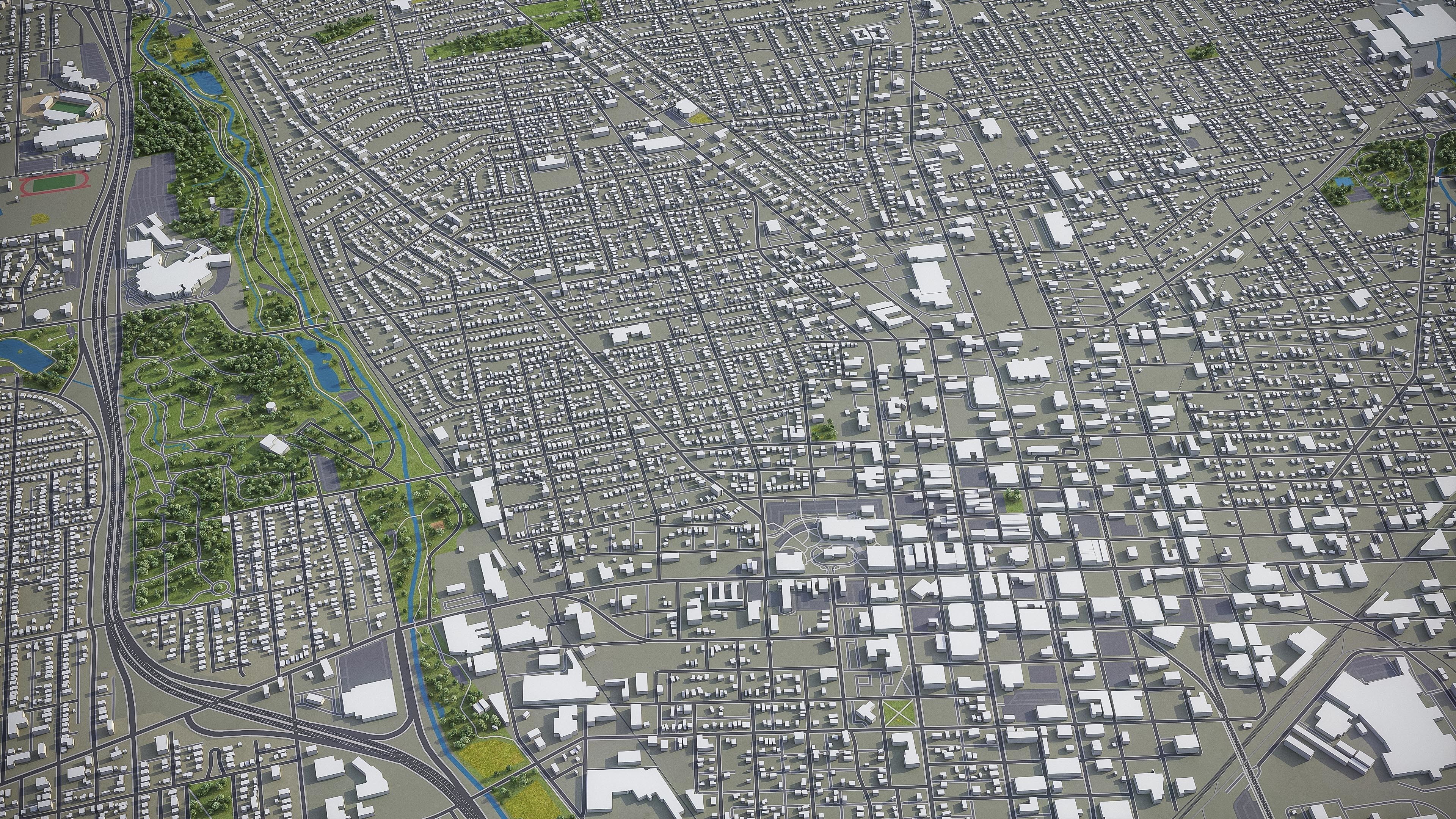 Canton - 3D City Model Low-poly 3D model_6