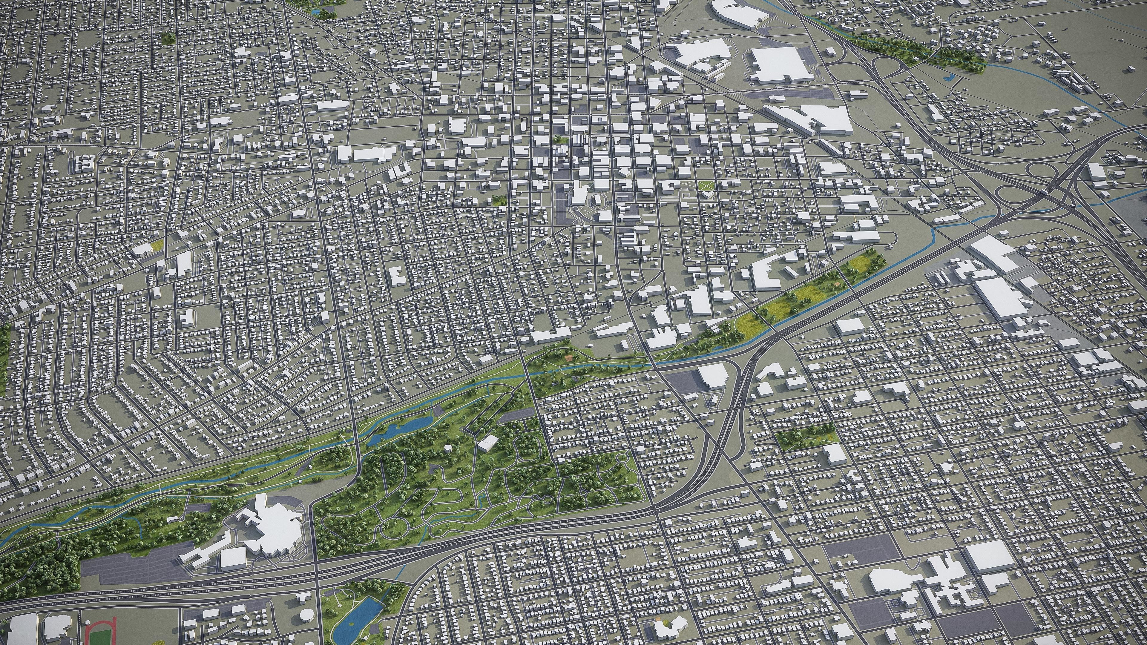 Canton - 3D City Model Low-poly 3D model_7