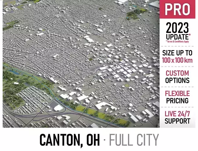 Canton - 3D City Model Low-poly 3D model