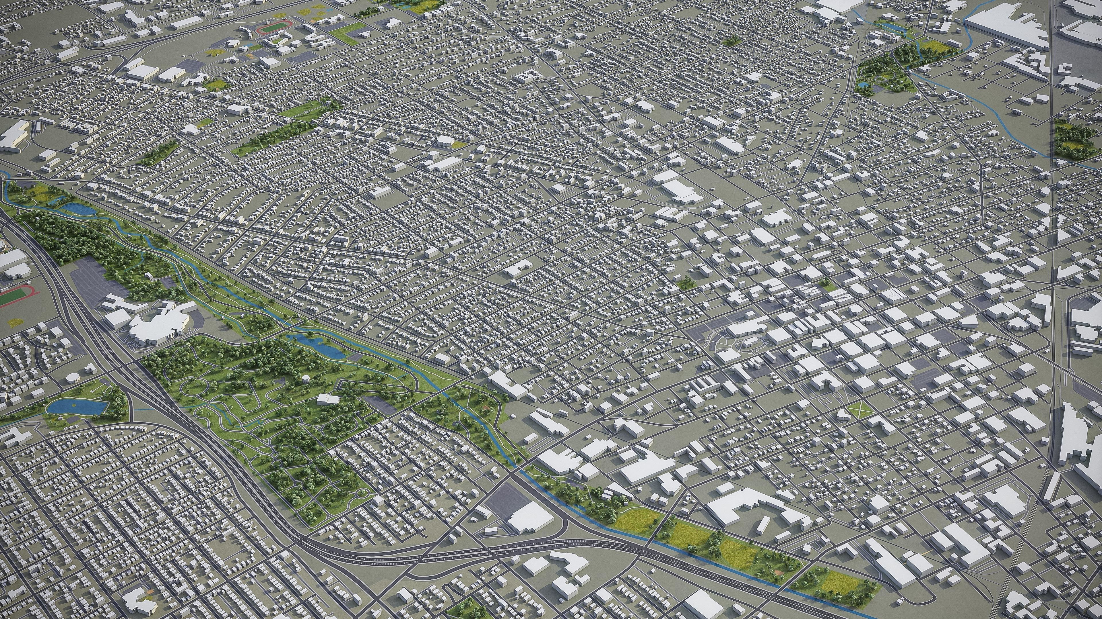 Canton - 3D City Model Low-poly 3D model_3