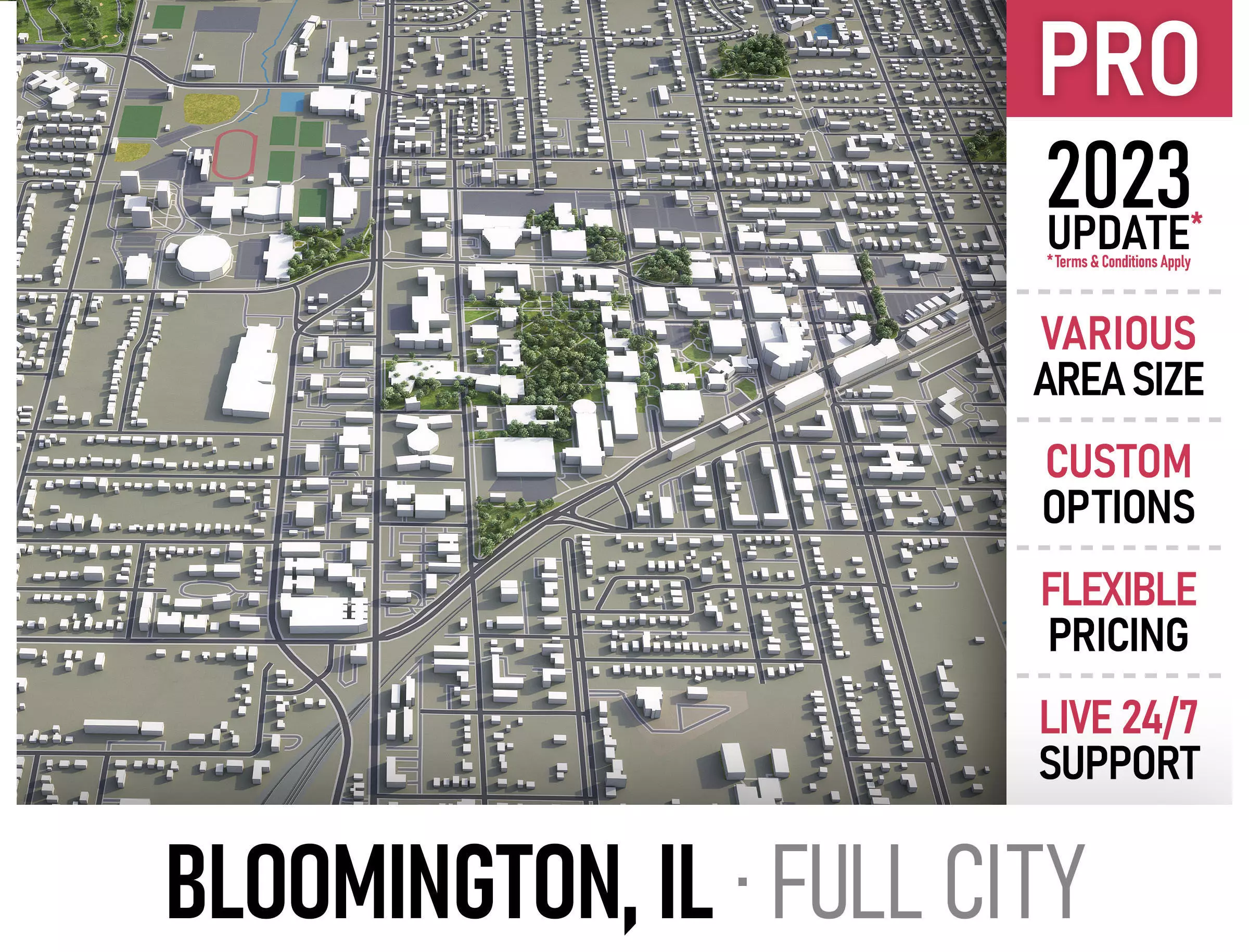 Bloomington - Illinois Low-poly 3D model