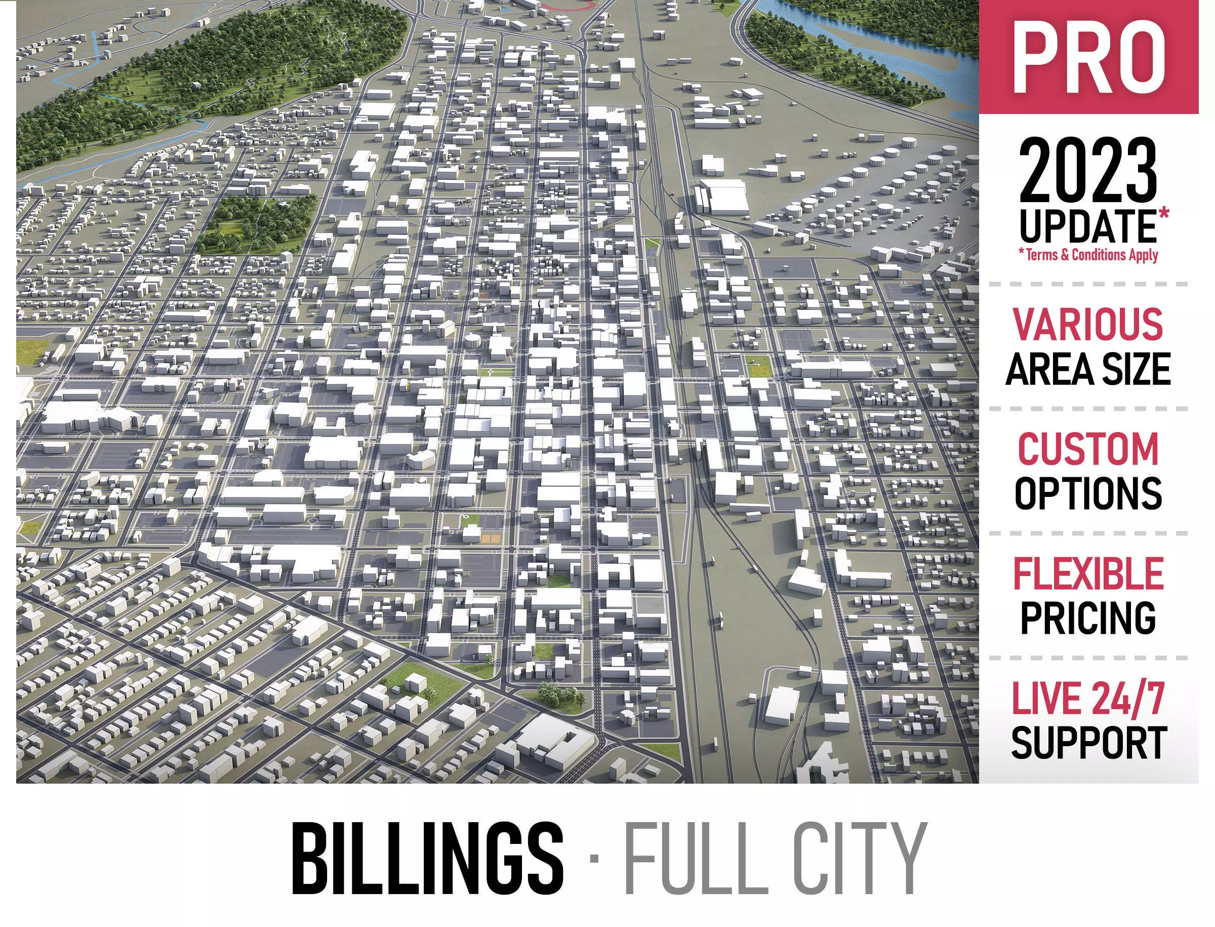 Billings - Montana Low-poly 3D model