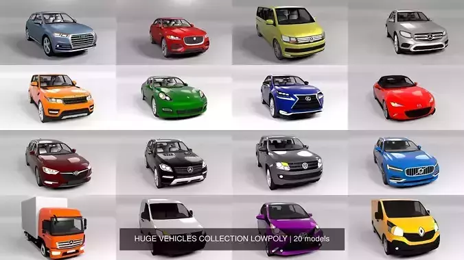 HUGE VEHICLES COLLECTION LOWPOLY 