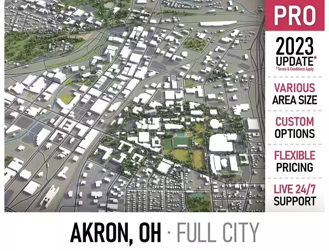 Akron - Ohio  Low-poly 3D model