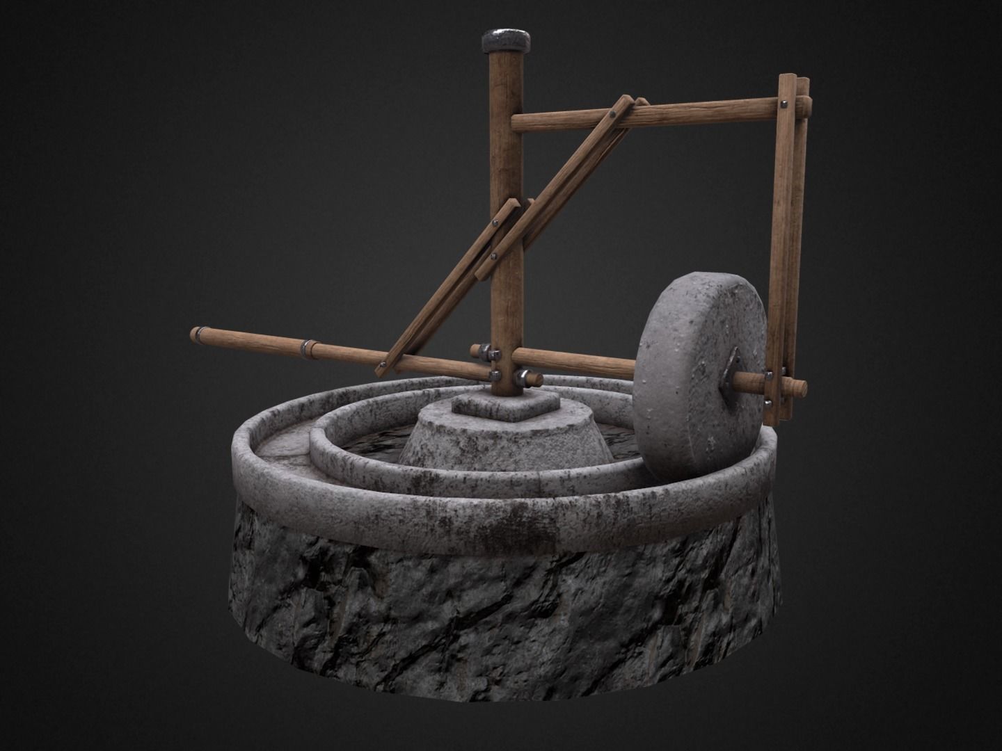 Medieval Mill Low-poly 3D model_3