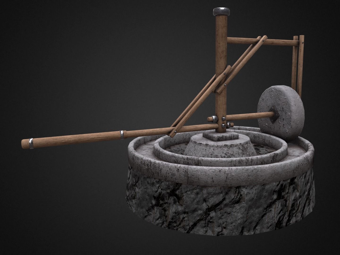 Medieval Mill Low-poly 3D model_4