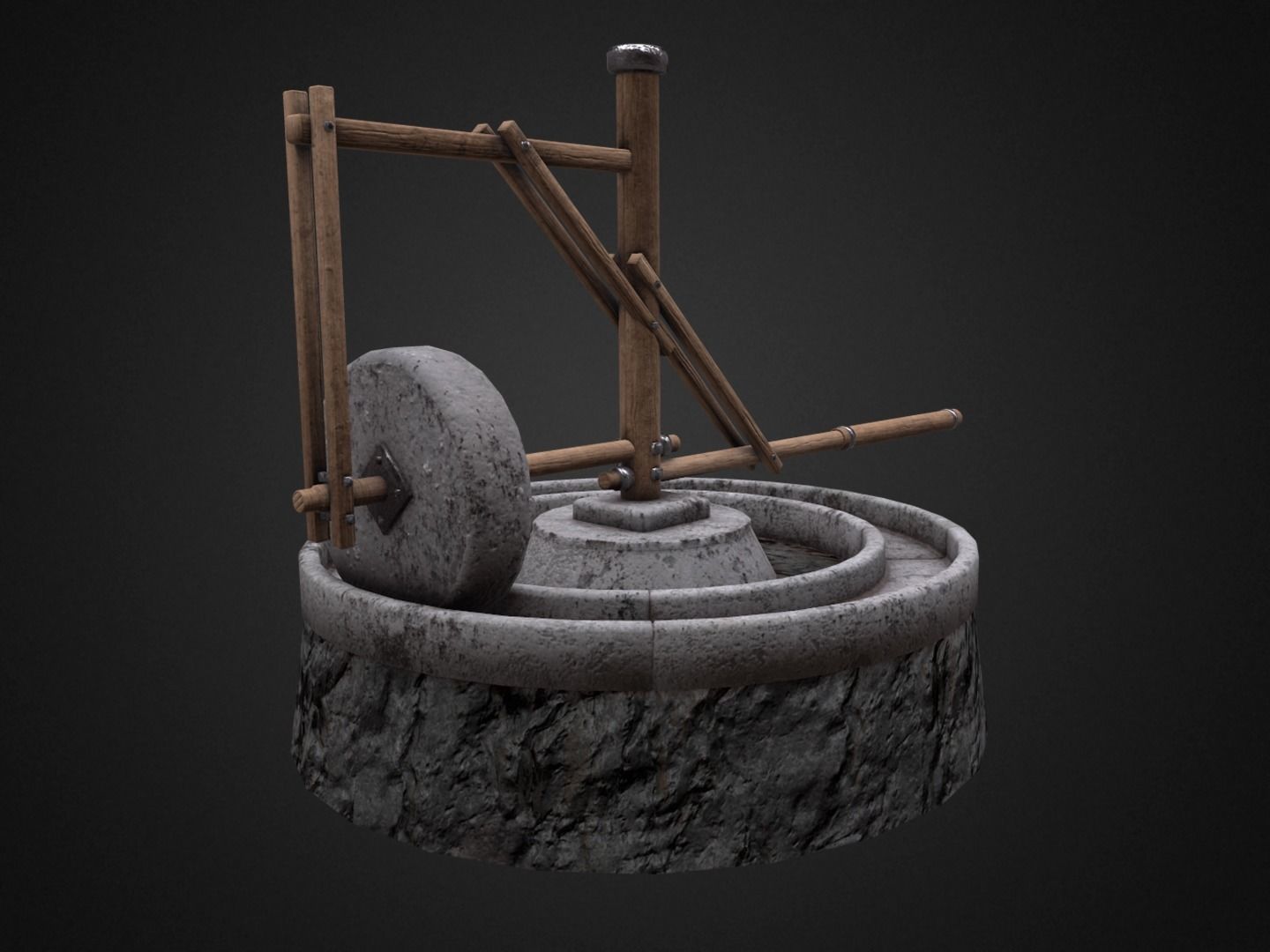 Medieval Mill Low-poly 3D model_6