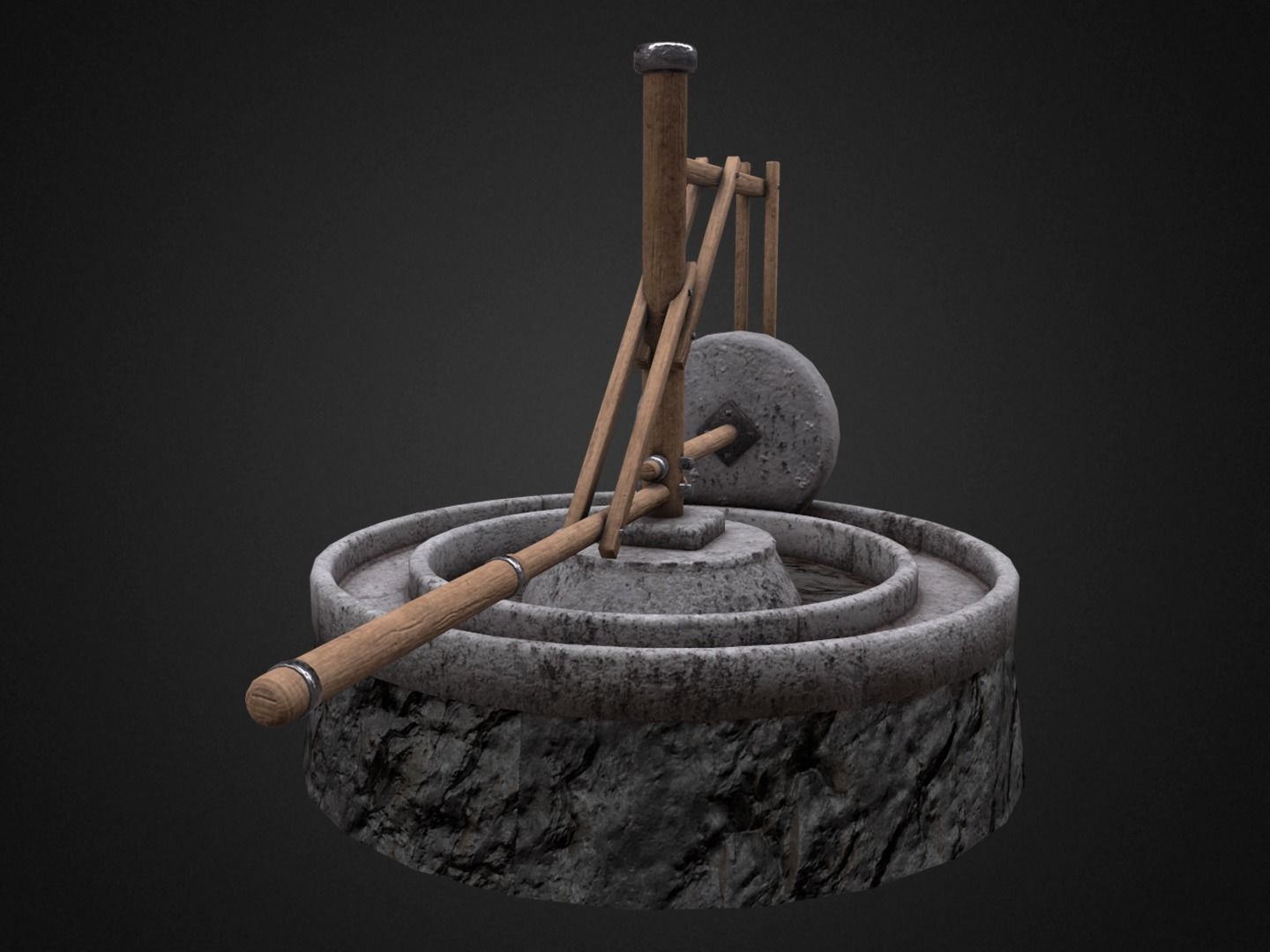 Medieval Mill Low-poly 3D model_8