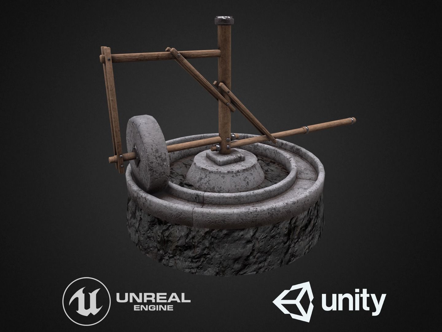 Medieval Mill Low-poly 3D model_1