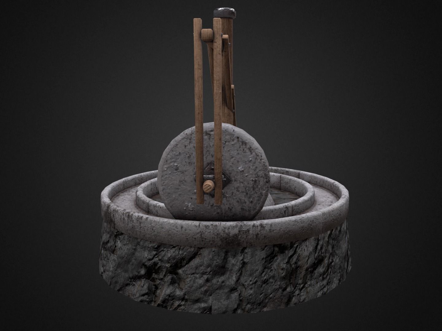 Medieval Mill Low-poly 3D model_2