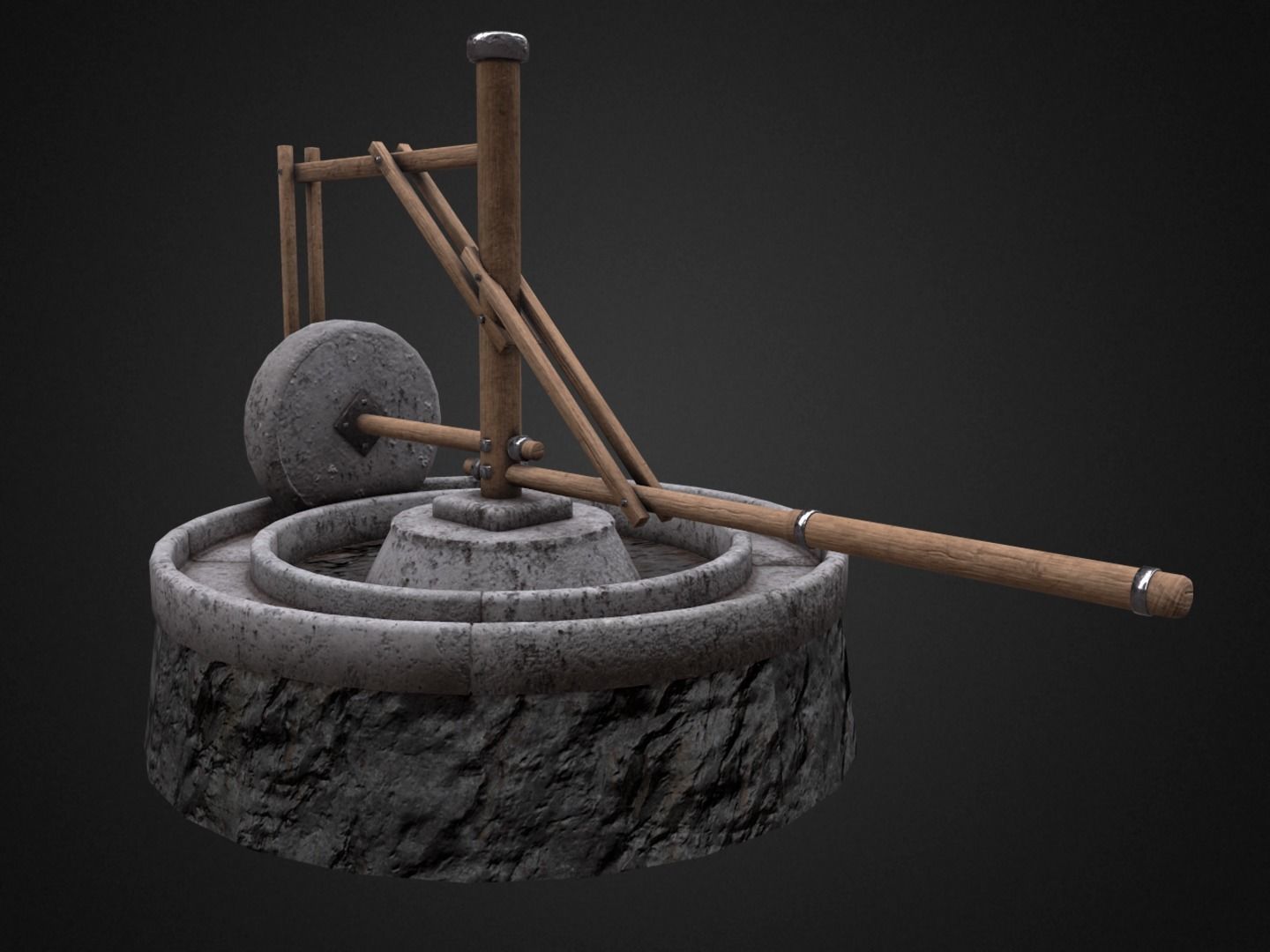 Medieval Mill Low-poly 3D model_5