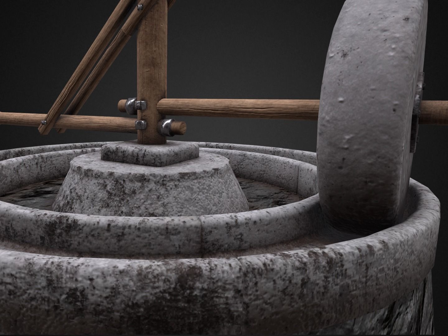 Medieval Mill Low-poly 3D model_9