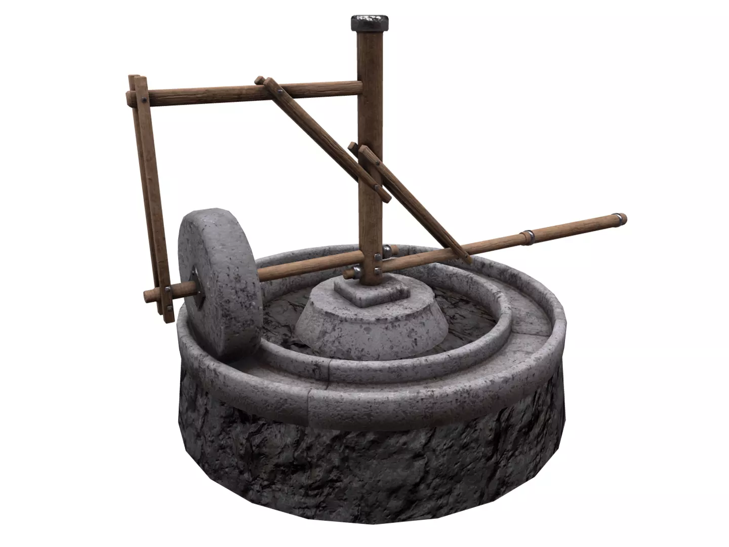 Medieval Mill Low-poly 3D model_0