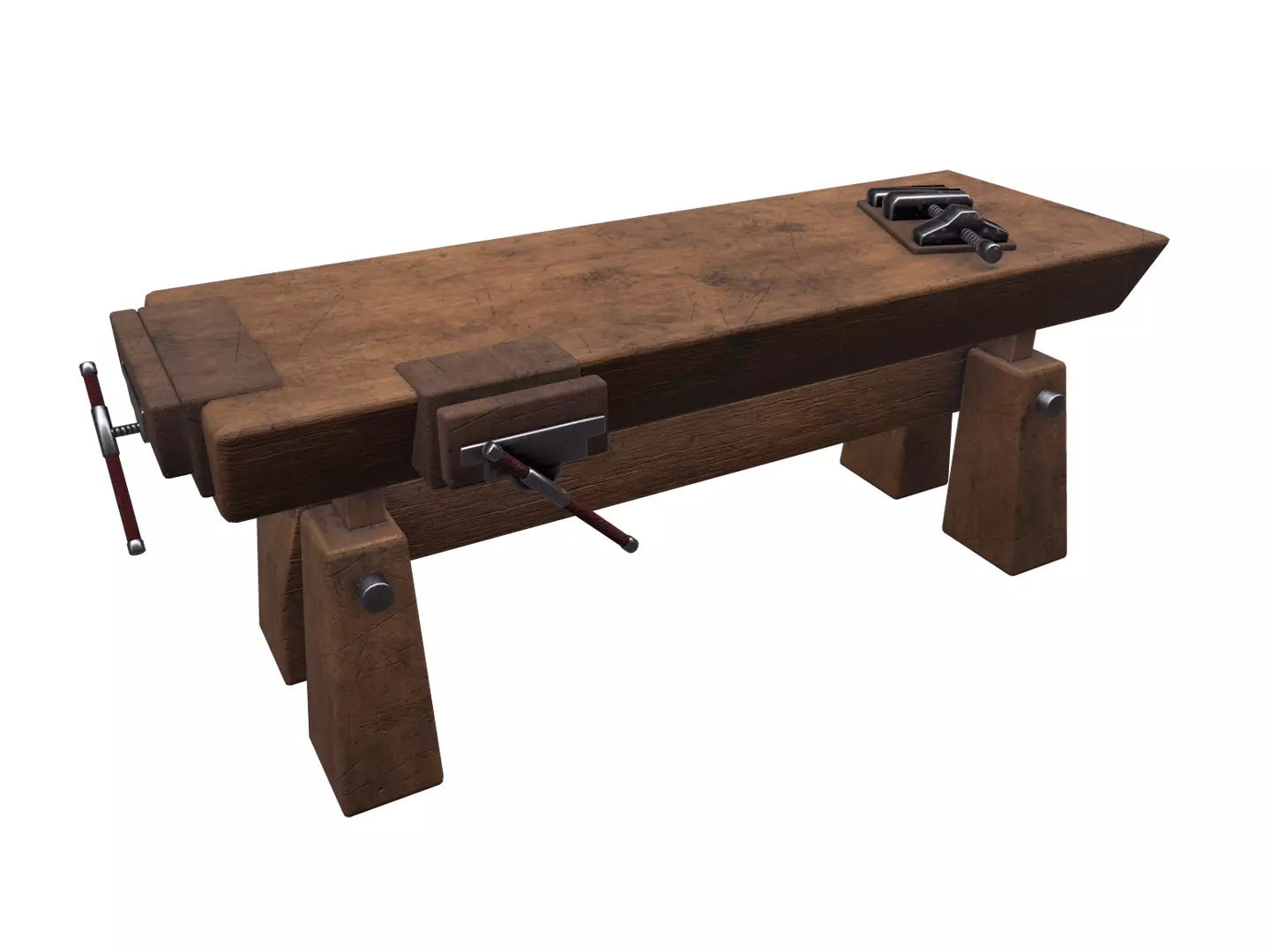 Workbench wooden Low-poly 3D model_0
