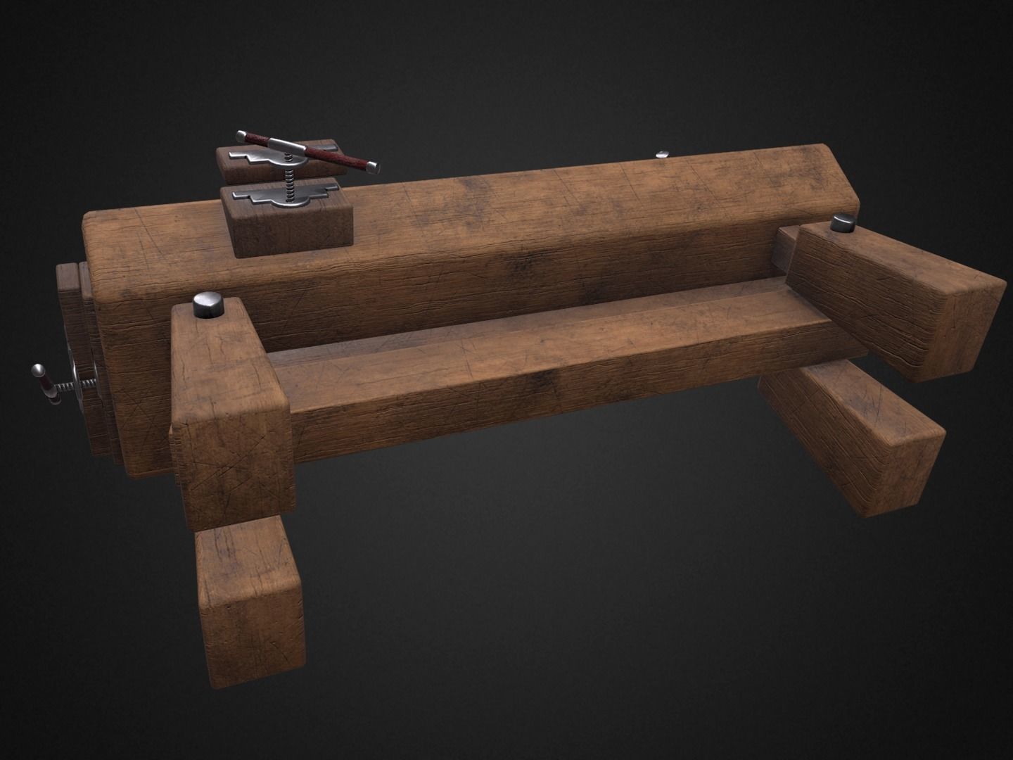 Workbench wooden Low-poly 3D model_3