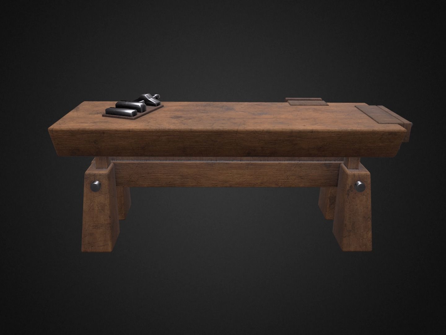 Workbench wooden Low-poly 3D model_9